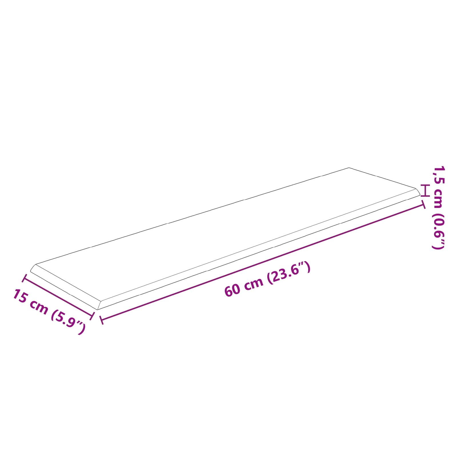 Zidna uzglavlja 12 pcs 60 x 15 cm Crna tkanina