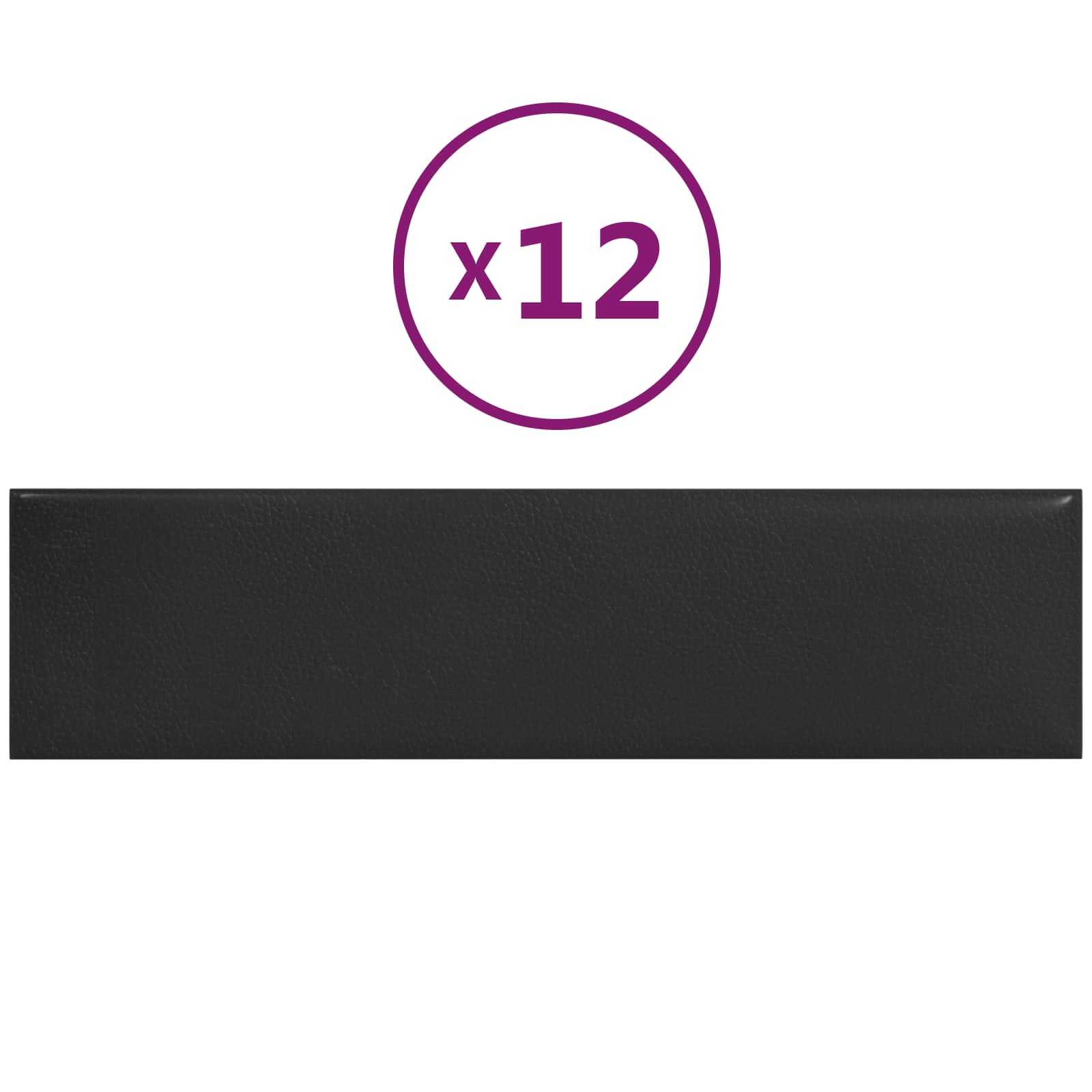 Zidna uzglavlja 12 pcs 60 x 15 cm Crna tkanina