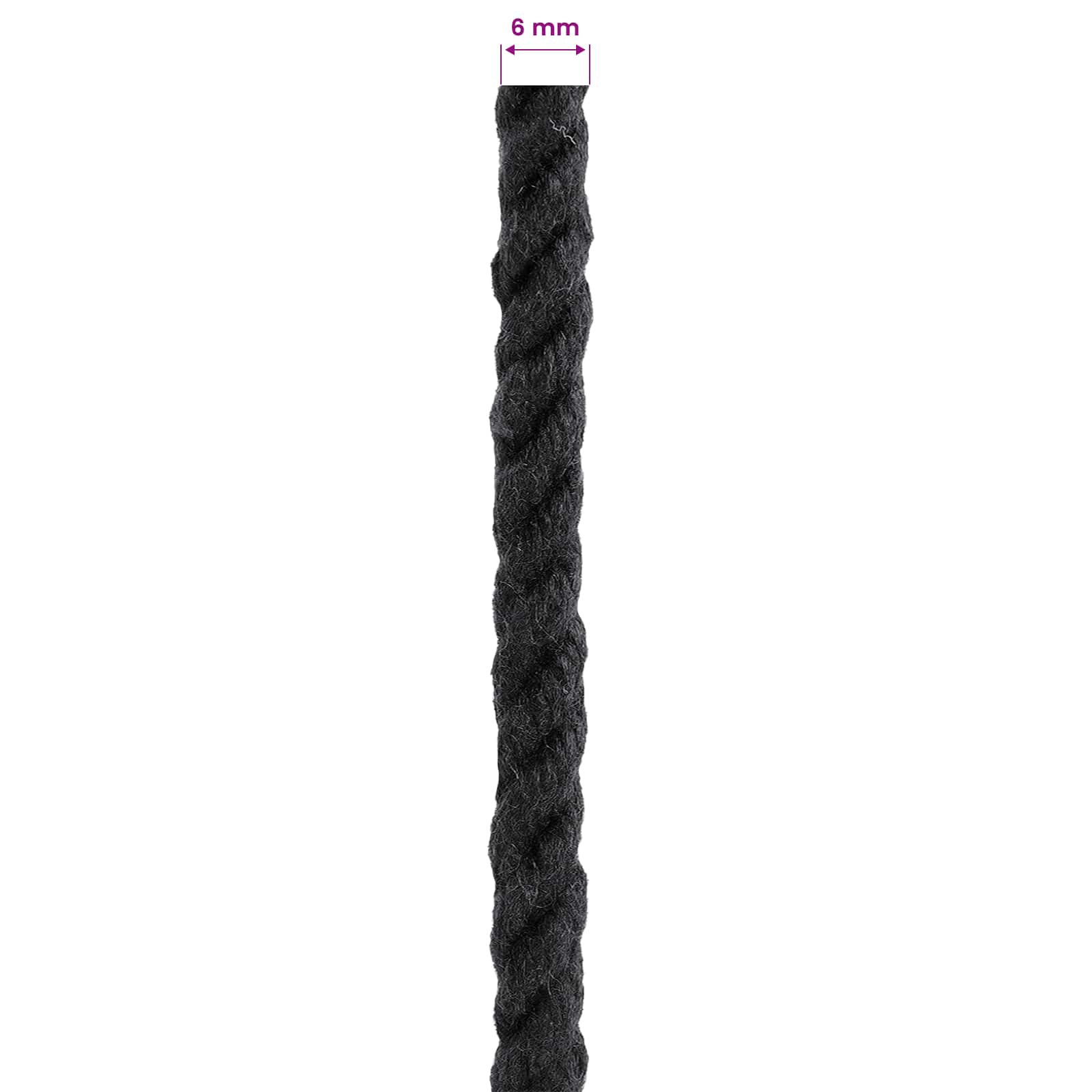 Konop Crna 0,6 x 0,6 x 2500 cm Pamuk