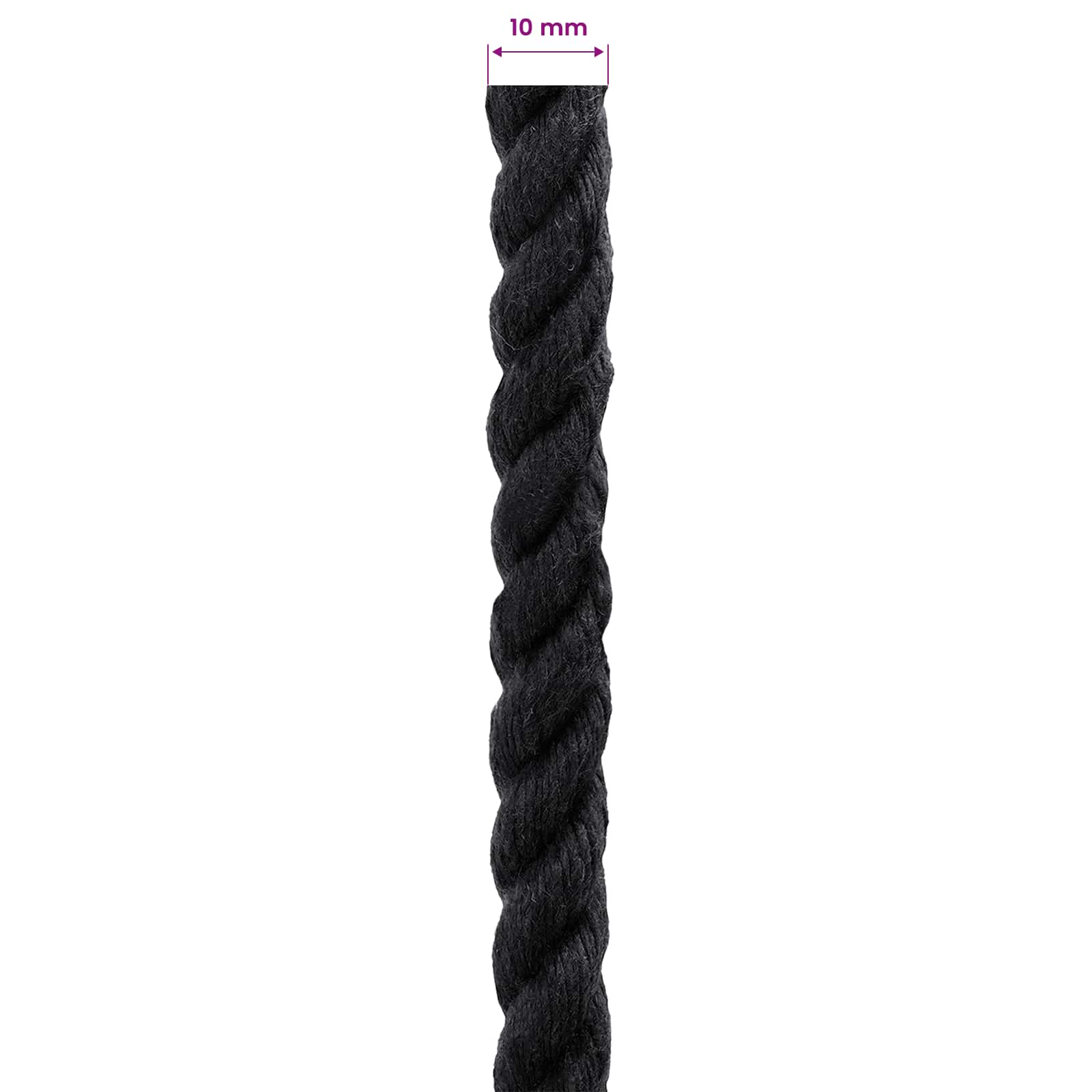 Konop Crna 1 x 1 x 10000 cm Pamuk
