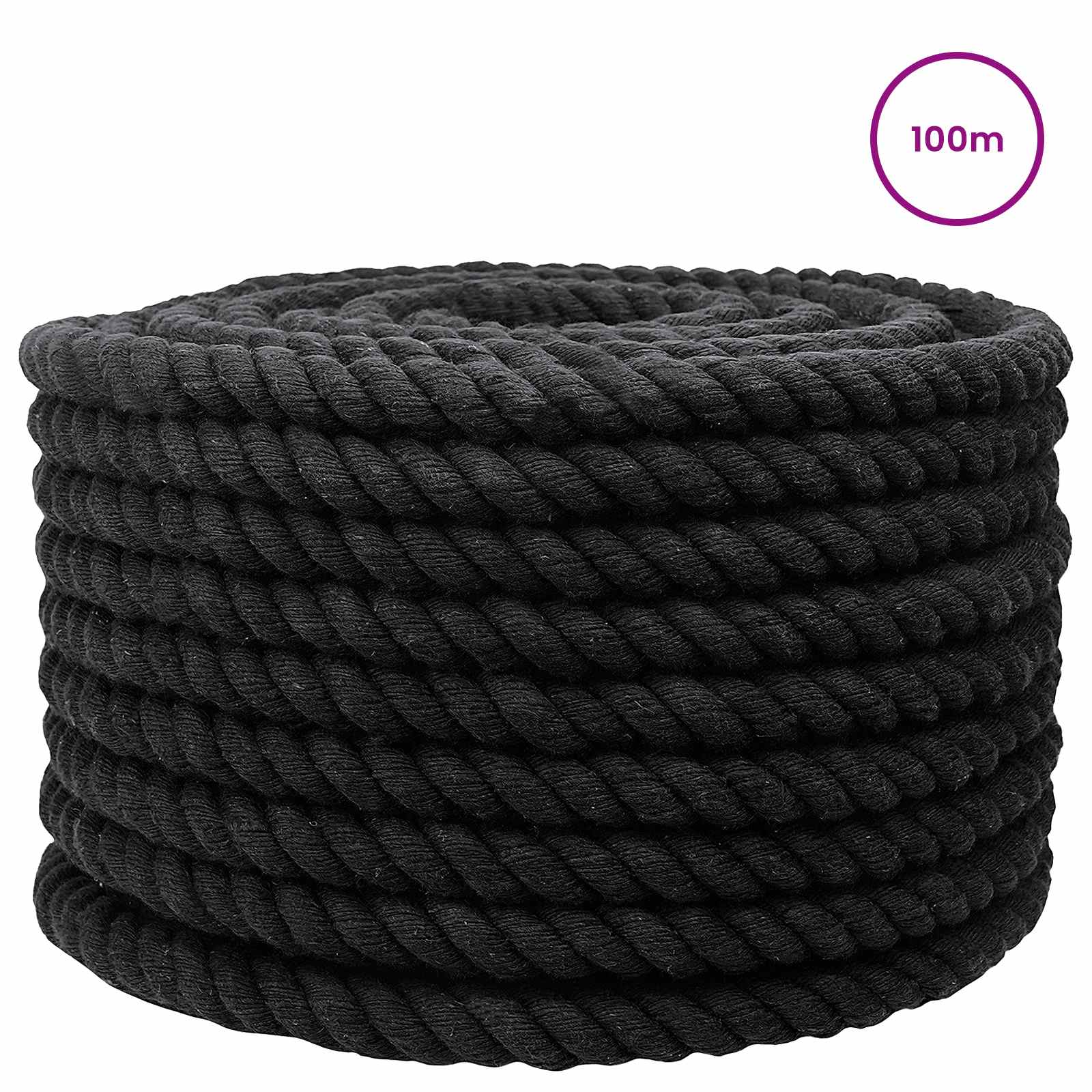 Konop Crna 1,6 x 1,6 x 10000 cm Pamuk
