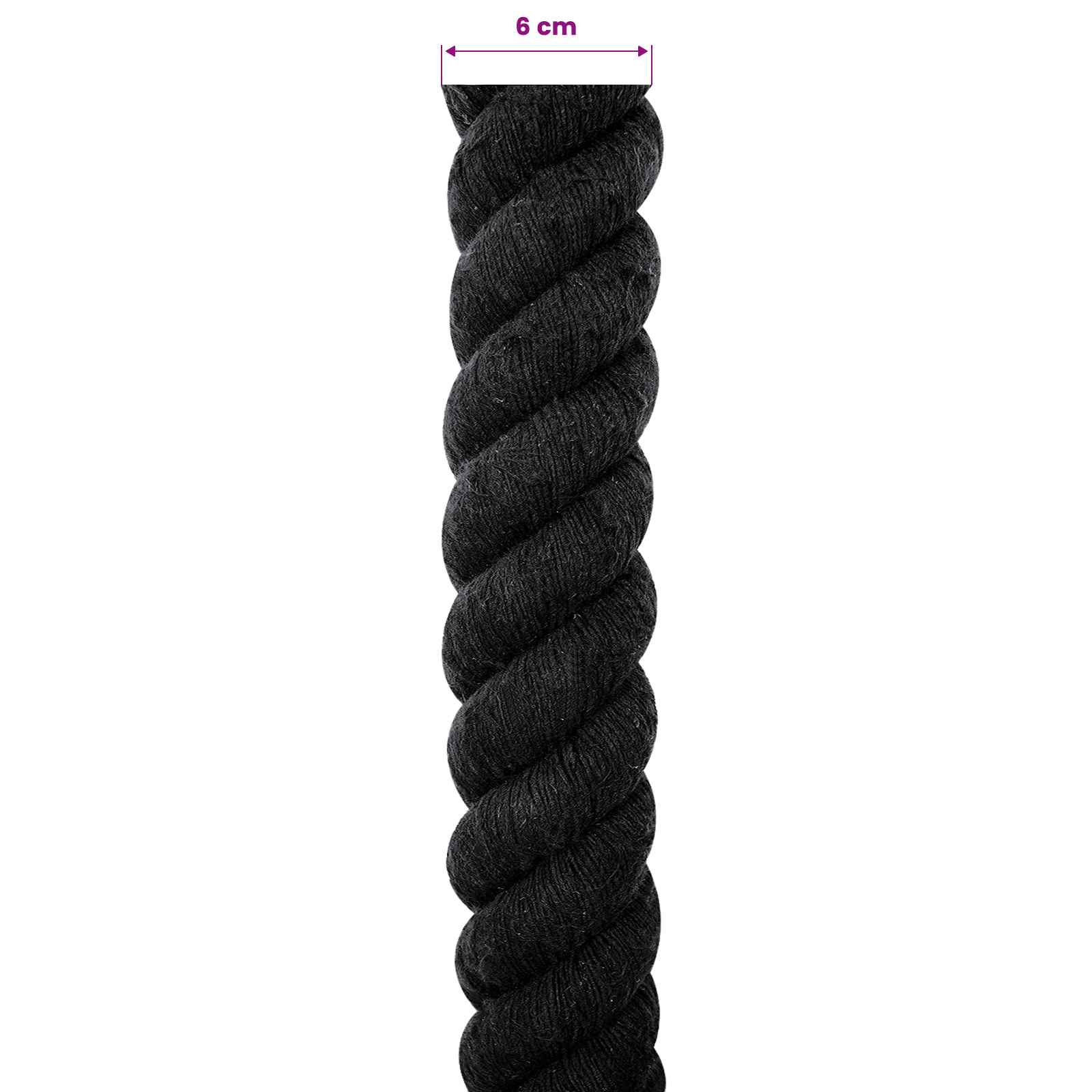 Konop Crna 6 x 6 x 1000 cm Pamuk