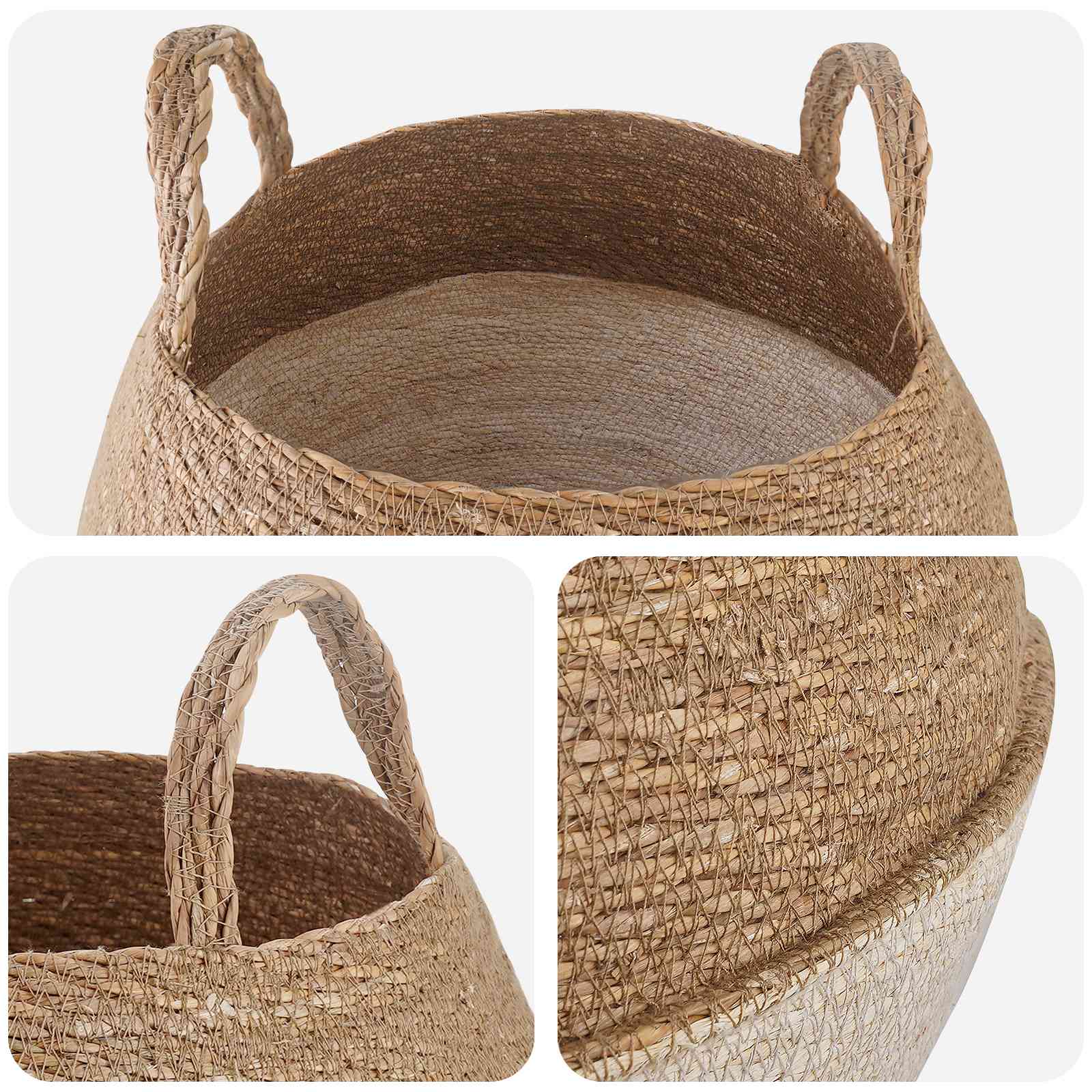 Saksija za biljke s ručkama 2 pcs Bijela Ø 32 x 32 cm