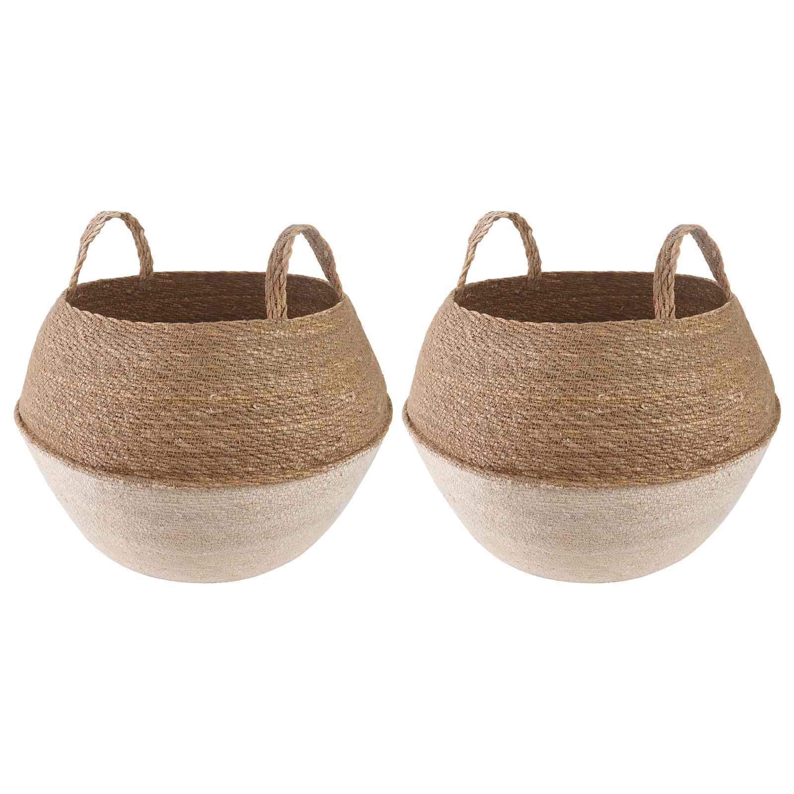 Saksija za biljke s ručkama 2 pcs Bijela Ø 45 x 36 cm