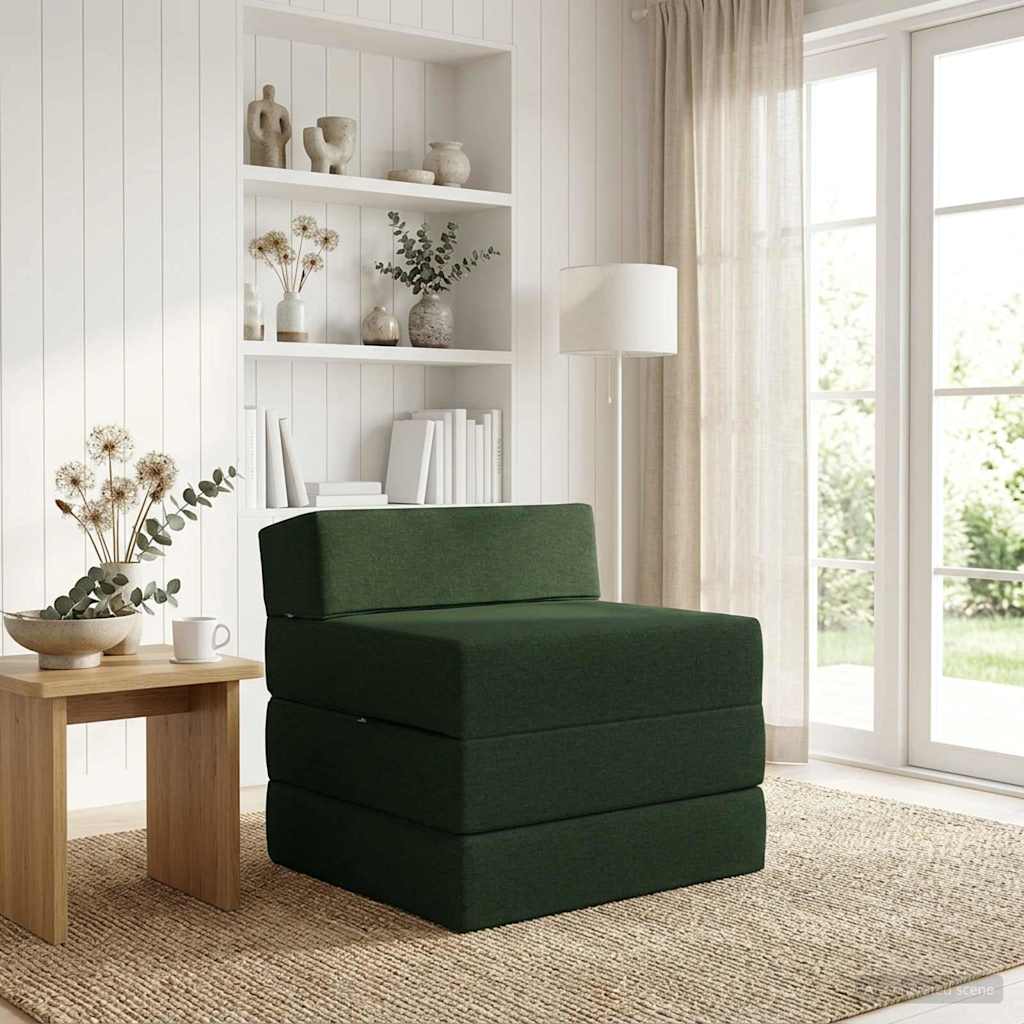 Sofa na razvlačenje Tamnozelena 200 x 70 x 10 cm Tkanina