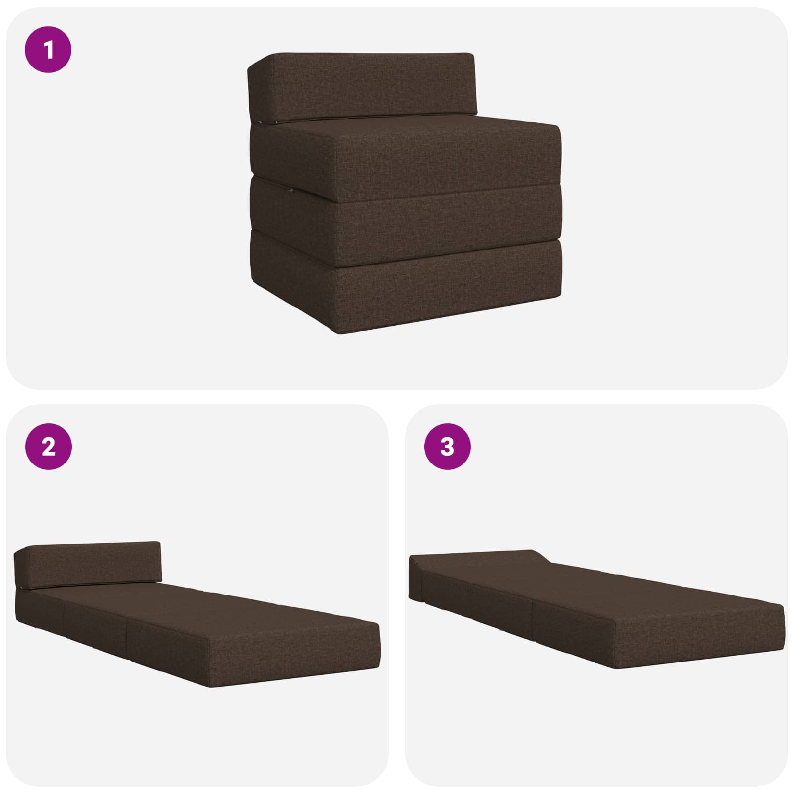 Sofa na razvlačenje Sivosmeđa 200 x 70 x 15 cm Tkanina