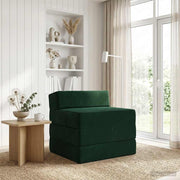 Sofa na razvlačenje Tamnozelena 200 x 70 x 15 cm Baršun