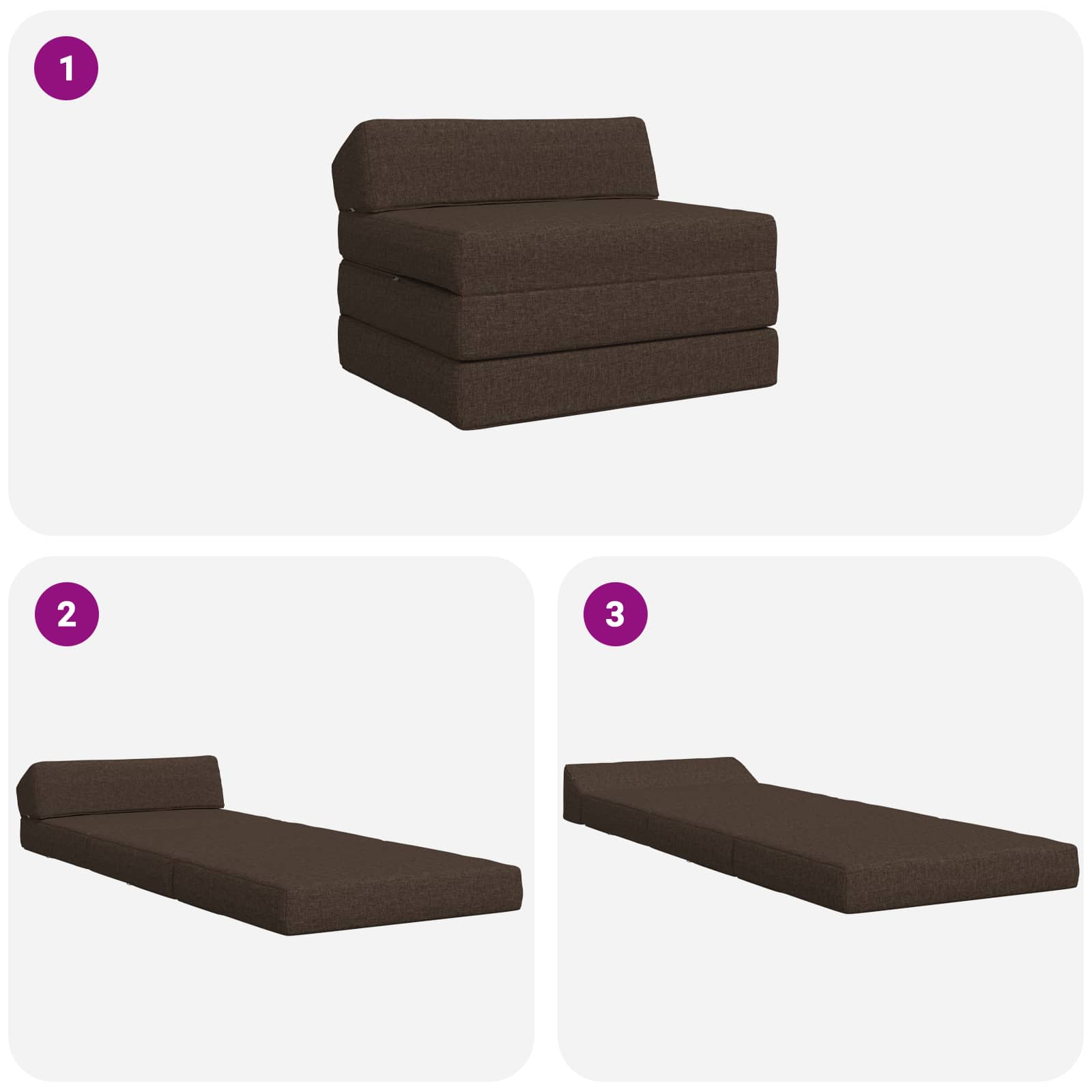 Sofa na razvlačenje Sivosmeđa 200 x 70 x 10 cm Tkanina