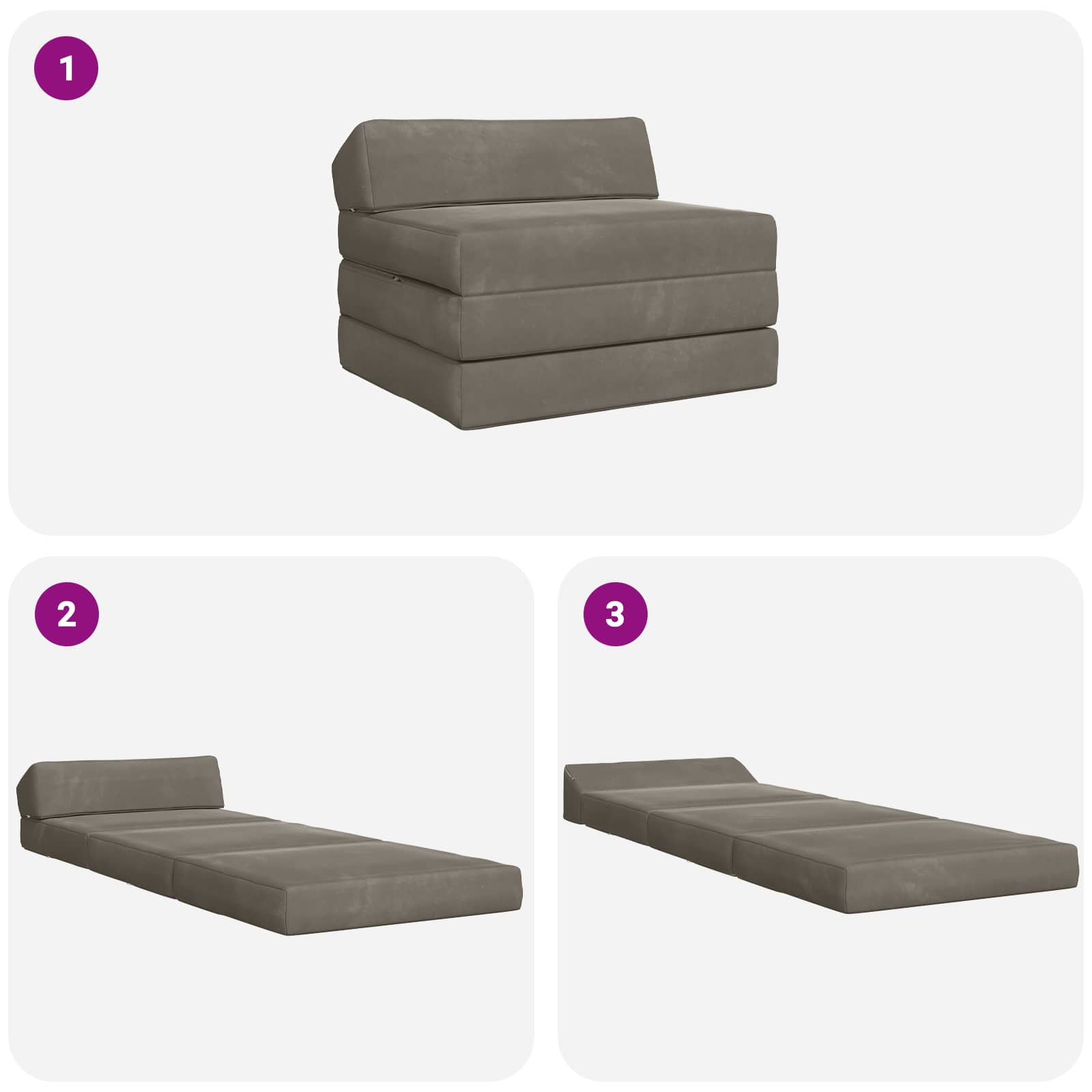 Sofa na razvlačenje Svjetlosiva 200 x 70 x 10 cm Baršun