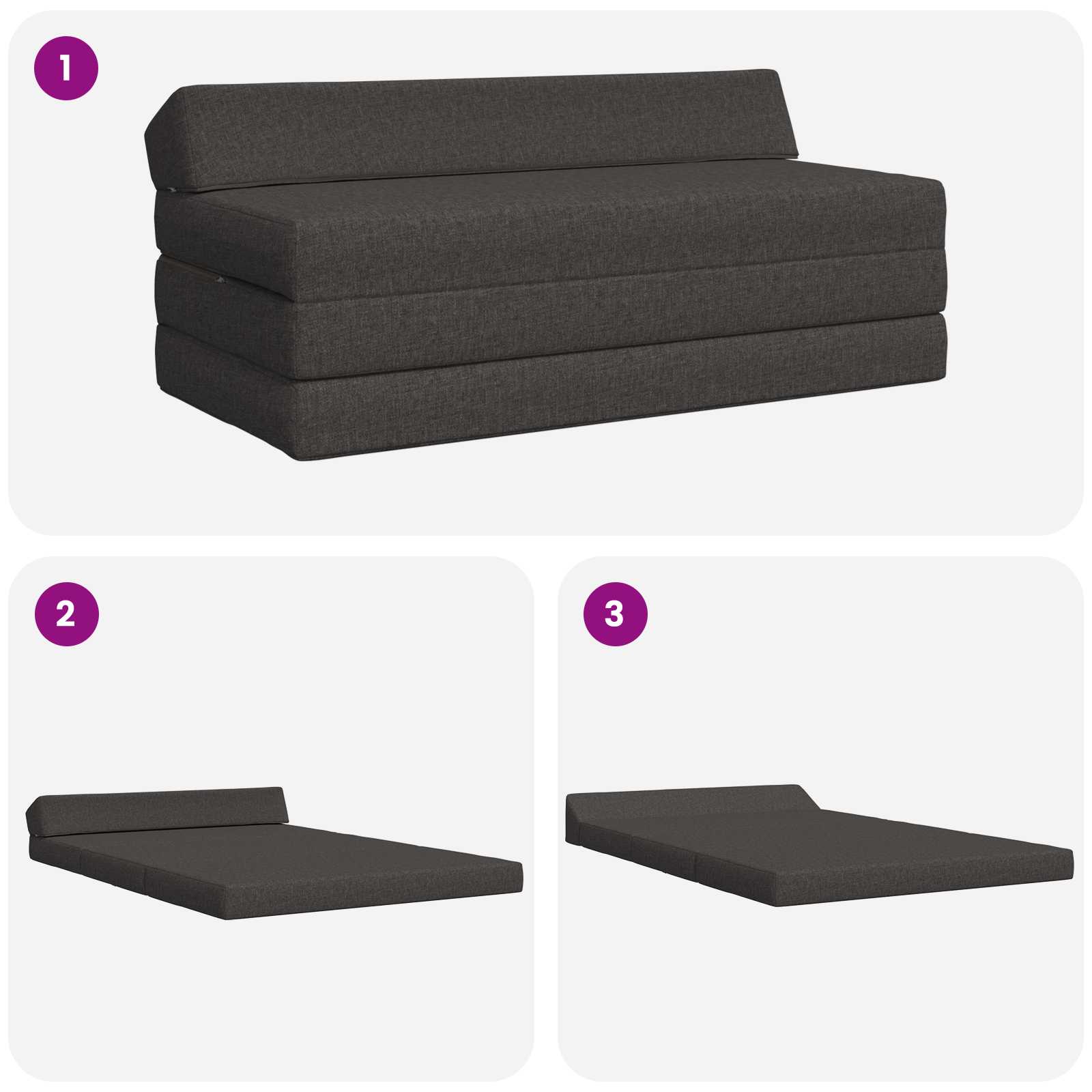 Sofa na razvlačenje Tamnosiva 120 x 60 x 49 cm Tkanina