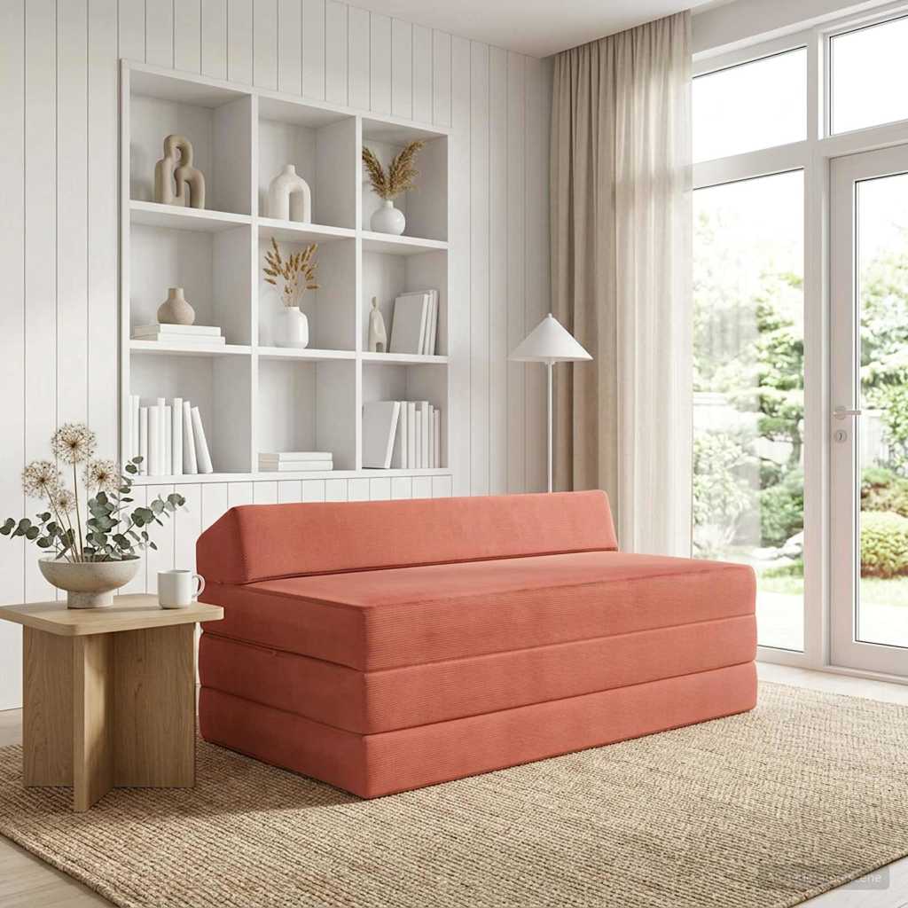 Sofa na razvlačenje Crvena narančasta 120 x 60 x 49 cm Tkanina