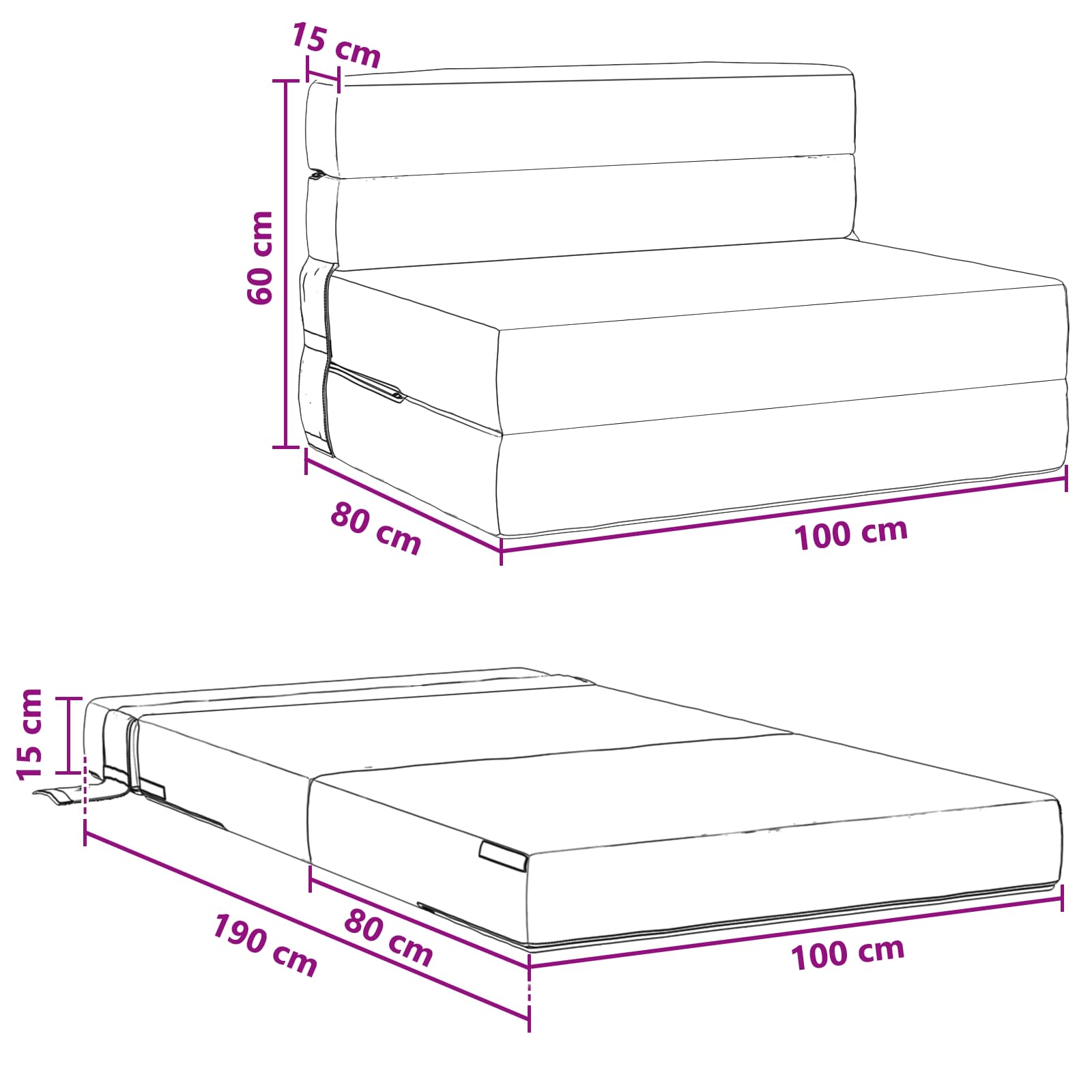 Sofa na razvlačenje Plava 100 x 80 x 60 cm Tkanina