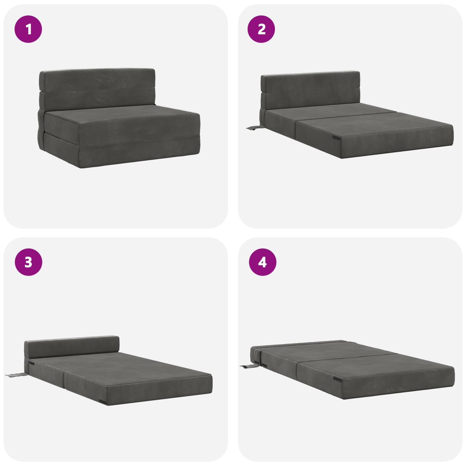 Sofa na razvlačenje Tamnosiva 100 x 80 x 60 cm Tkanina