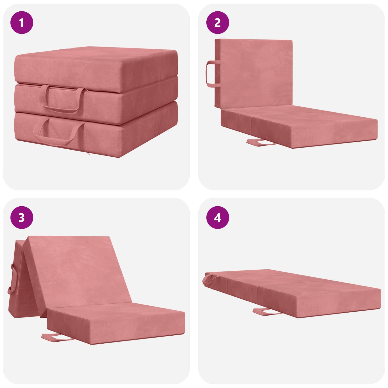 Sofa na razvlačenje 90 x 63 x 45 cm Ružičasta