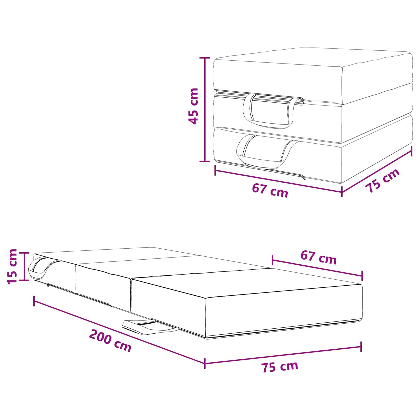 Sofa na razvlačenje 75 x 67 x 45 cm Plava