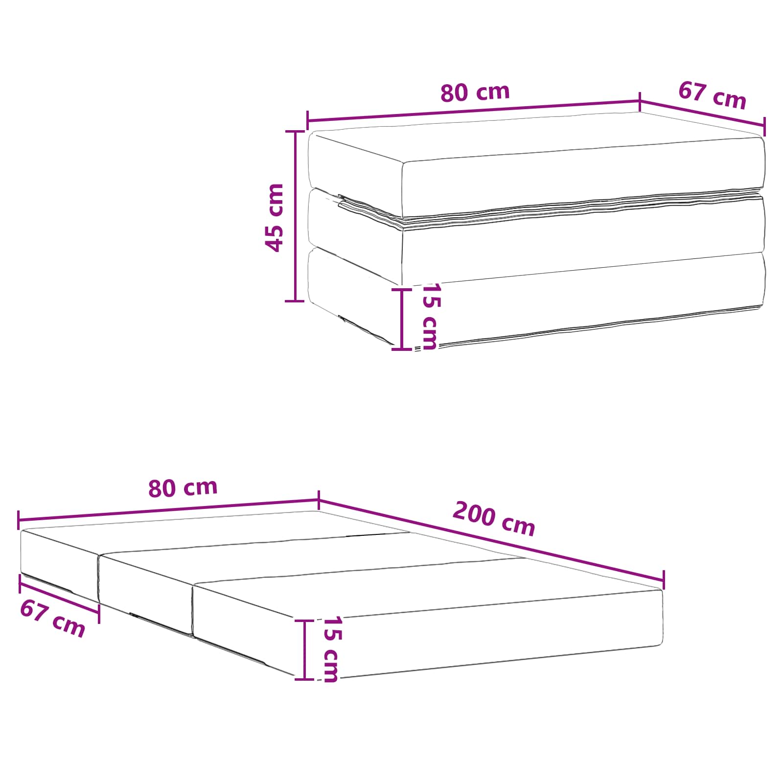 Sofa na razvlačenje 80 x 67 x 45 cm Tamnosiva