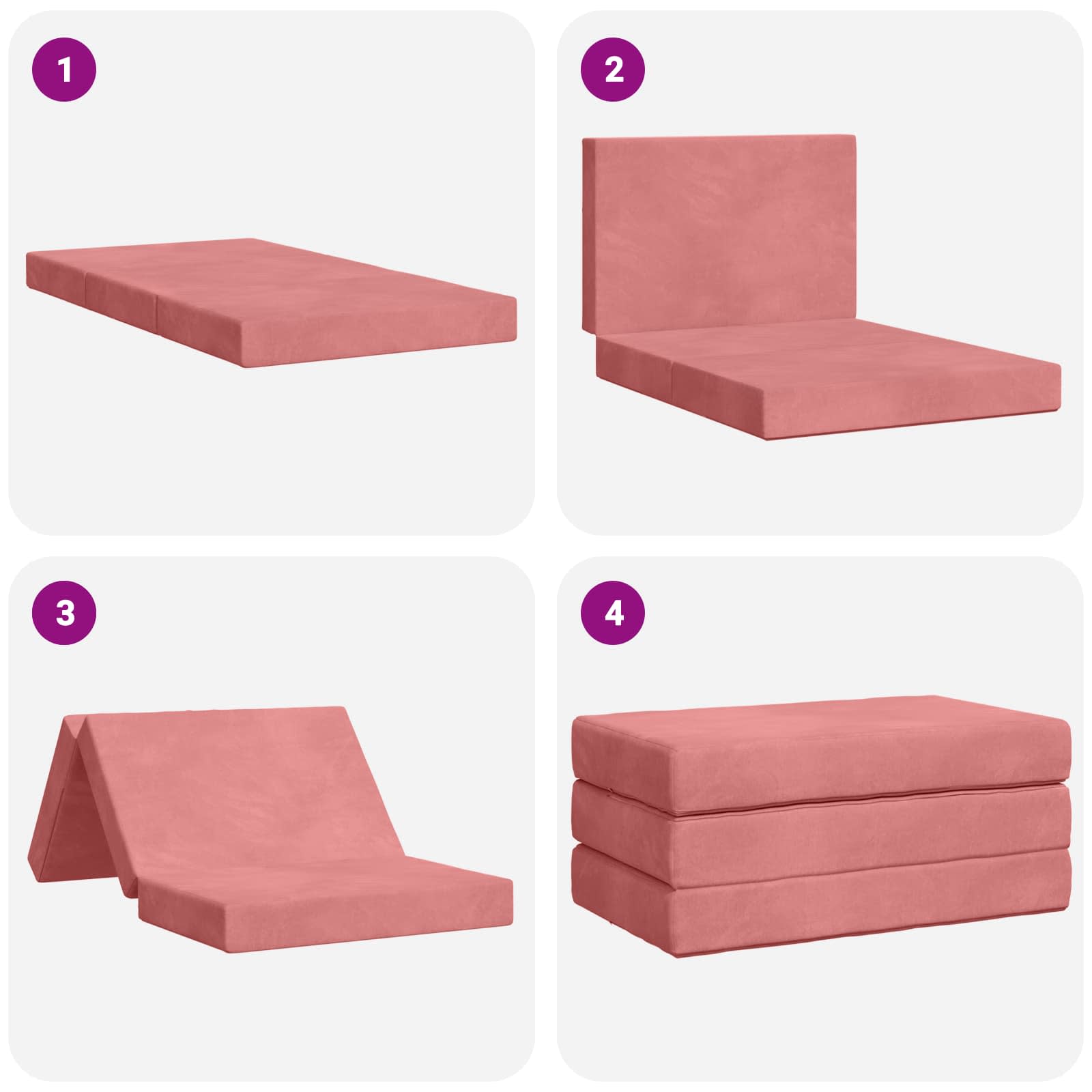 Sofa na razvlačenje 100 x 67 x 45 cm Ružičasta