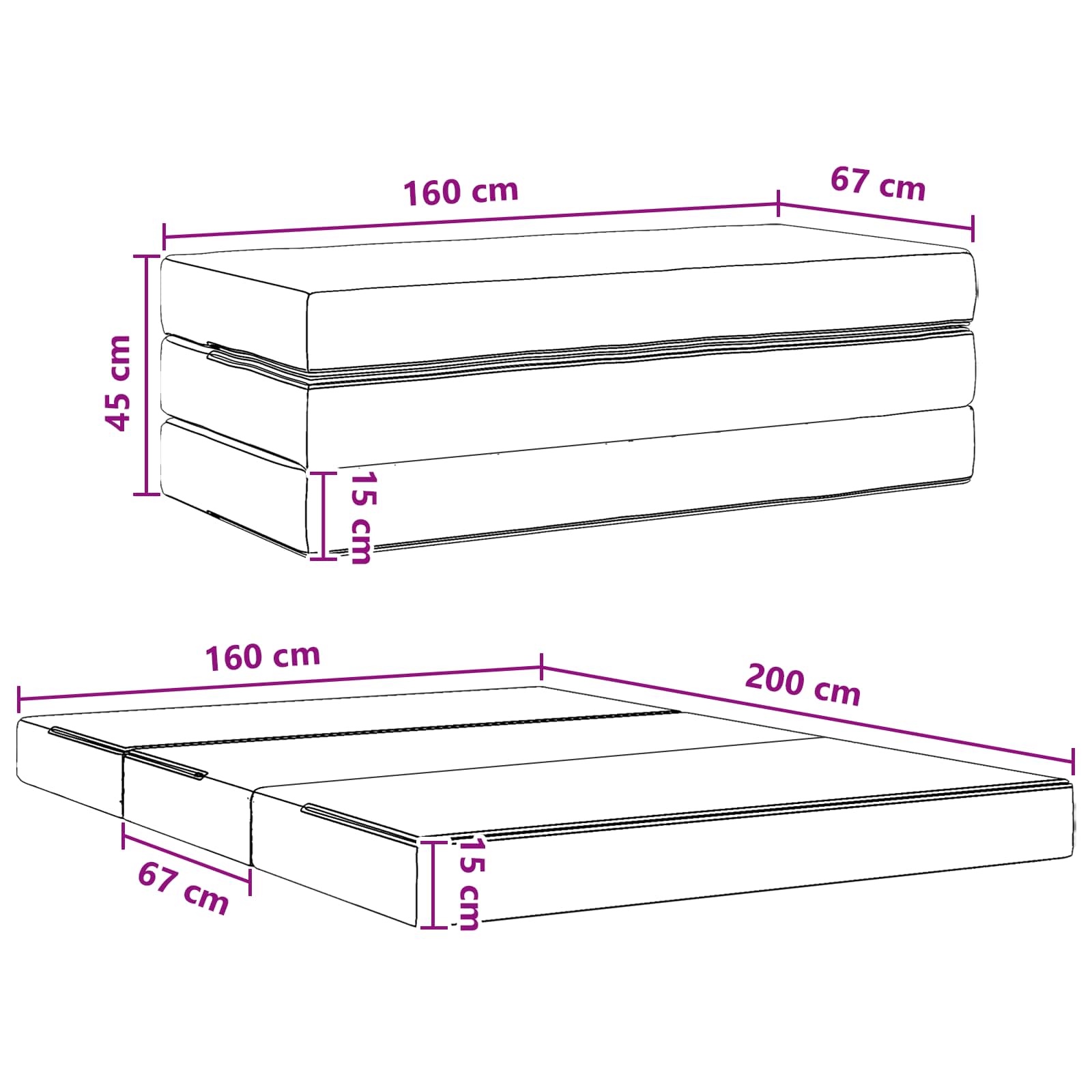 Sofa na razvlačenje 160 x 67 x 45 cm Tamnosiva