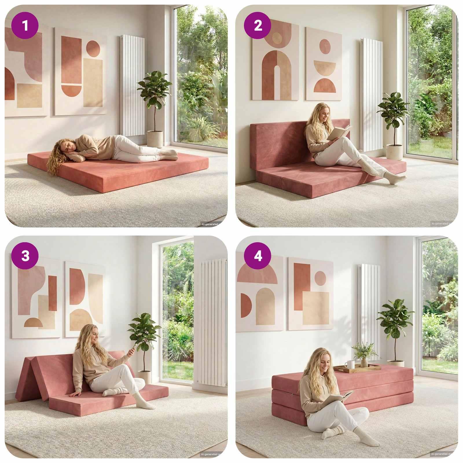 Sofa na razvlačenje 180 x 67 x 45 cm Ružičasta