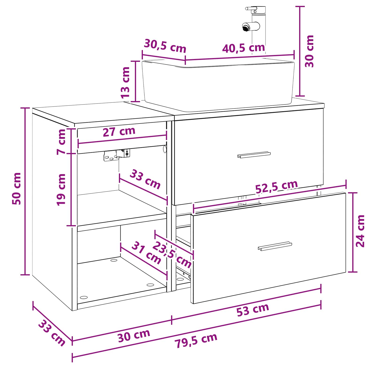 Set namještaja za kupaonicu 2 pcs Siva Sonoma Konstruirano drvo