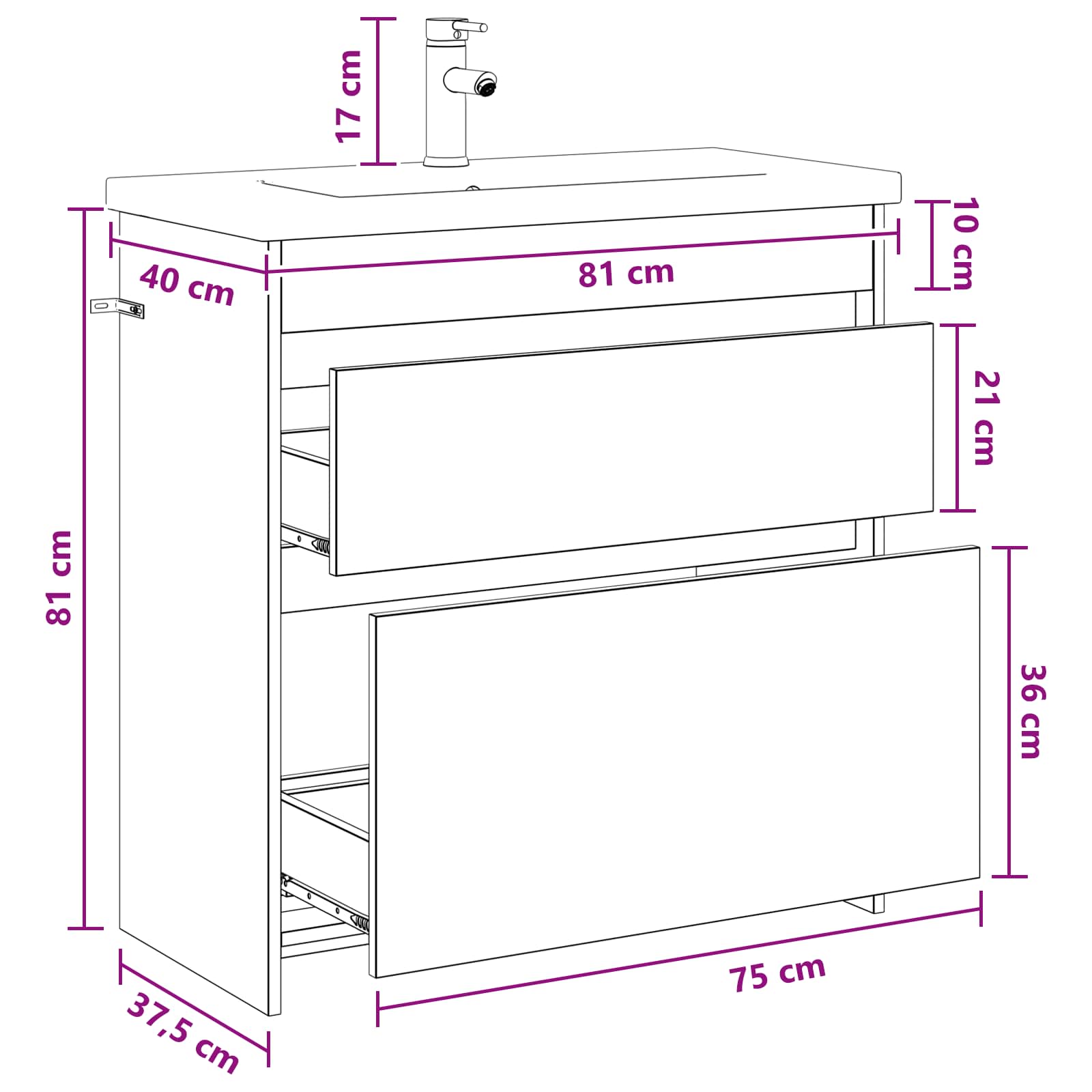 Set namještaja za kupaonicu Bijela 81 x 40 x 84,5 cm