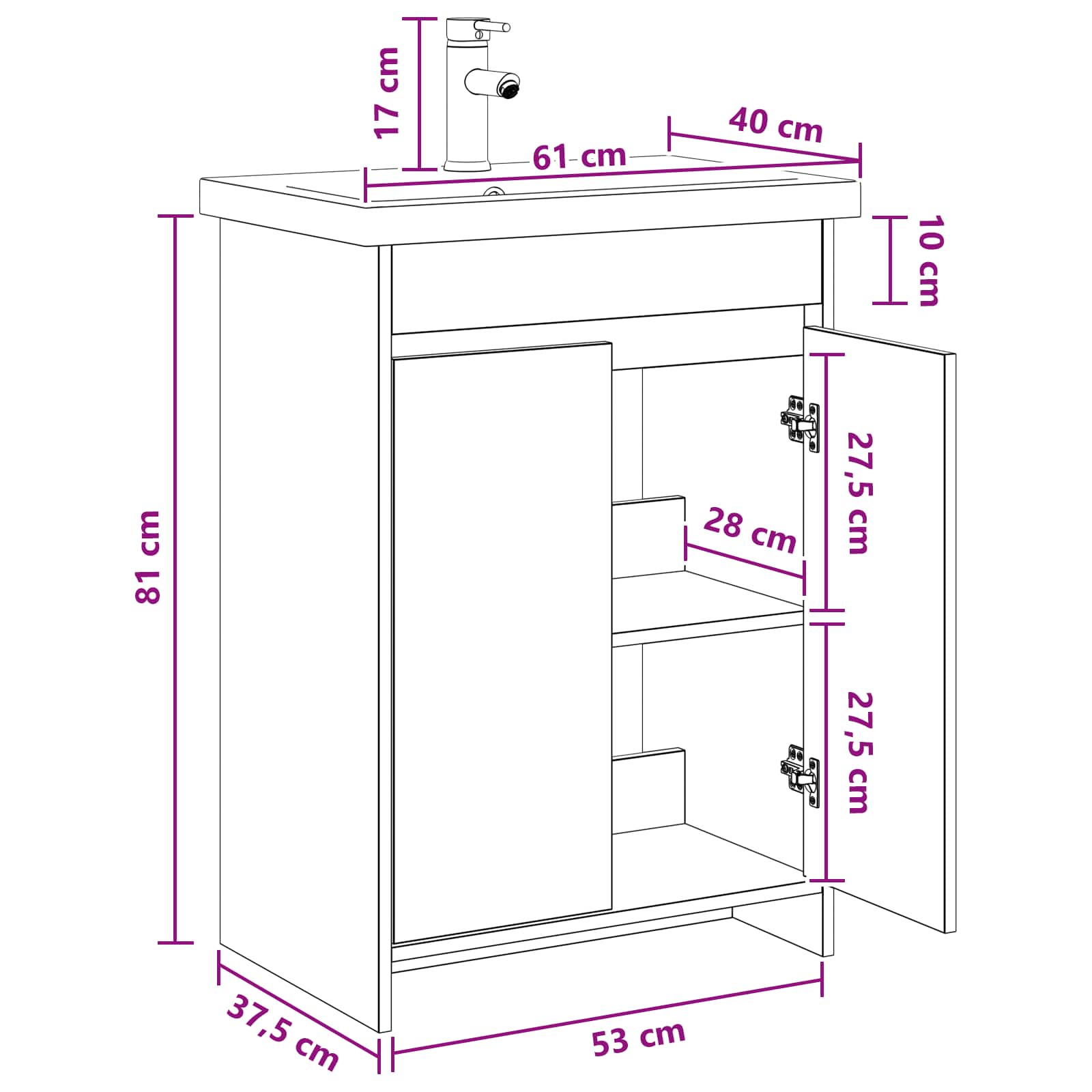 Set namještaja za kupaonicu Betonska siva 61 x 40 x 84,5 cm