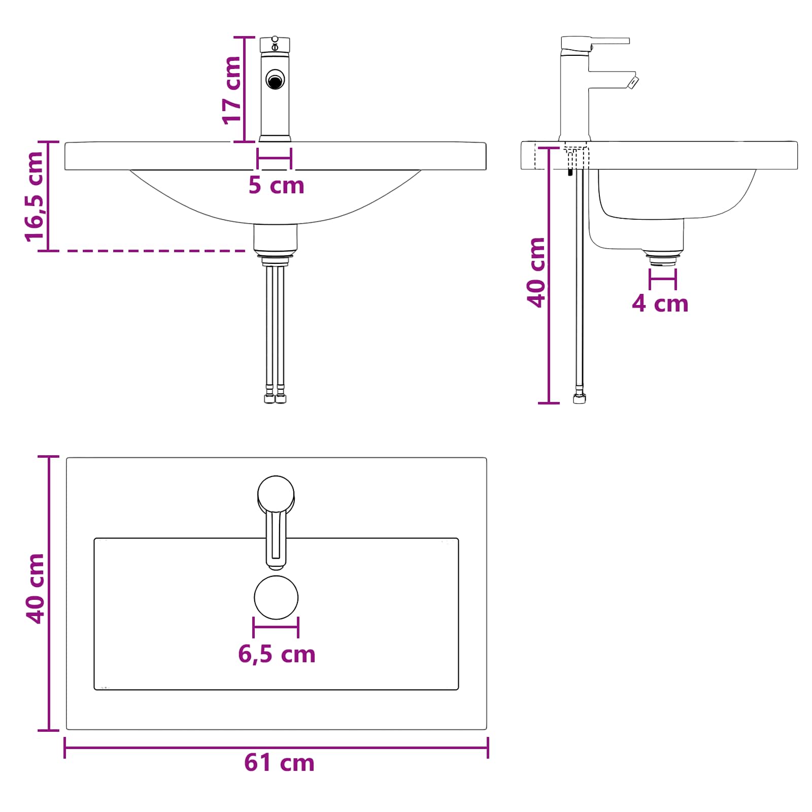 Set namještaja za kupaonicu Crni hrast 61 x 40 x 84,5 cm