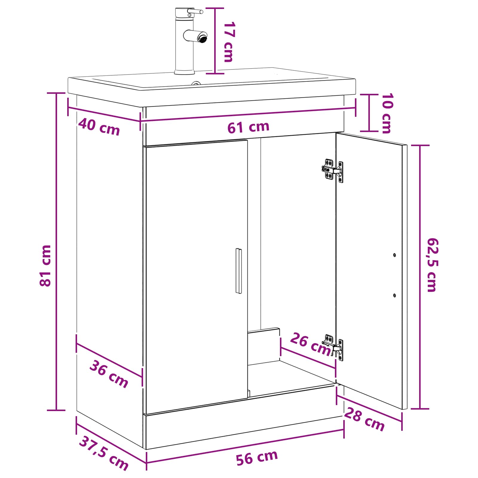 Set namještaja za kupaonicu Staro drvo 61 x 40 x 84,5 cm