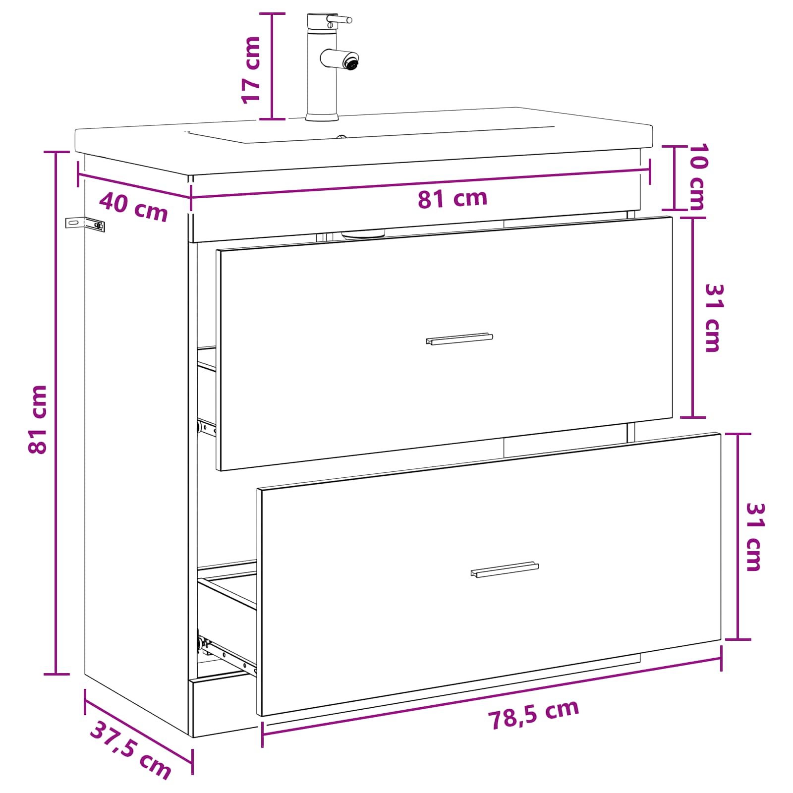 Set namještaja za kupaonicu Hrast sonoma 81 x 40 x 84,5 cm