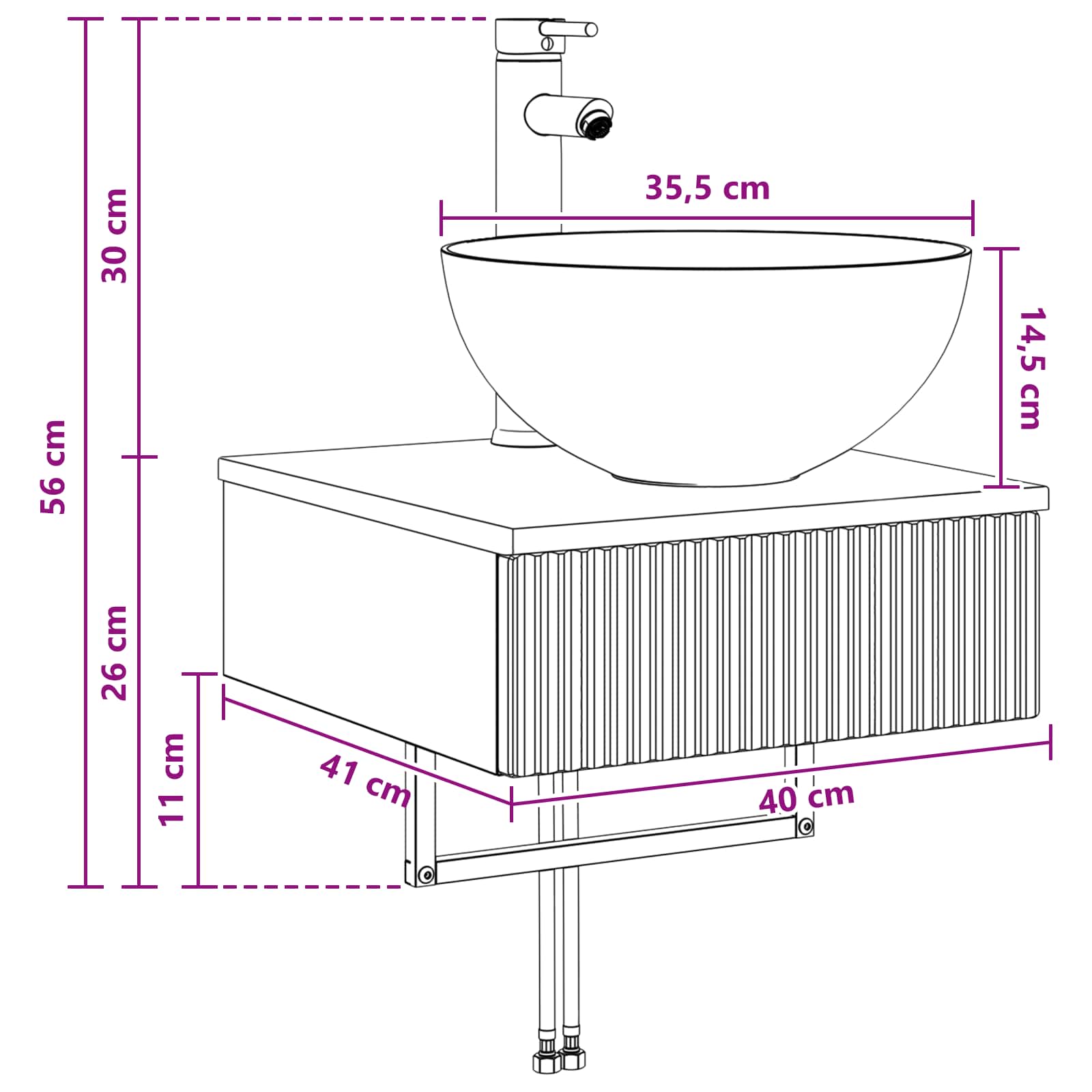 Zidni sudoper Staro drvo 40 x 41 x 40,5 cm Konstruirano drvo