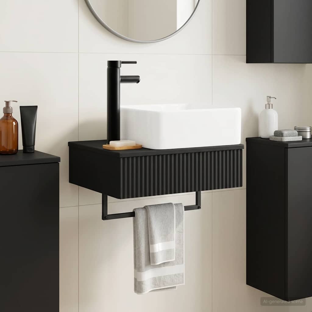 Zidni sudoper Crna 50 x 41 x 39 cm Konstruirano drvo