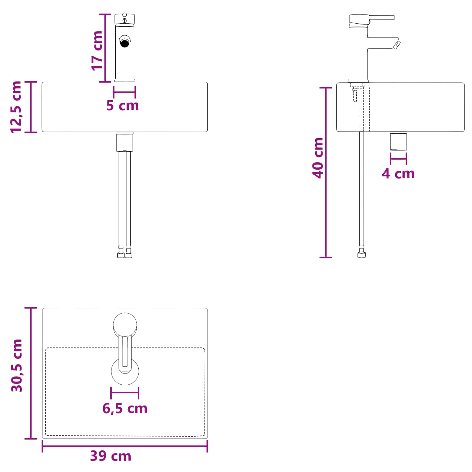 Zidni sudoper Staro drvo 40 x 41 x 39 cm Konstruirano drvo