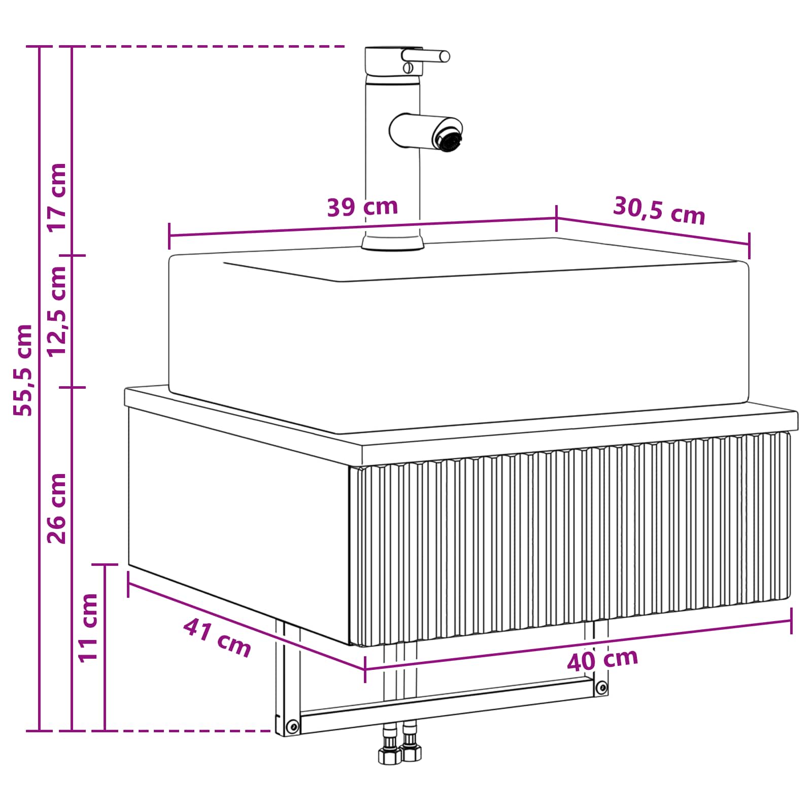 Zidni sudoper Hrast artisan 40 x 41 x 39 cm Konstruirano drvo