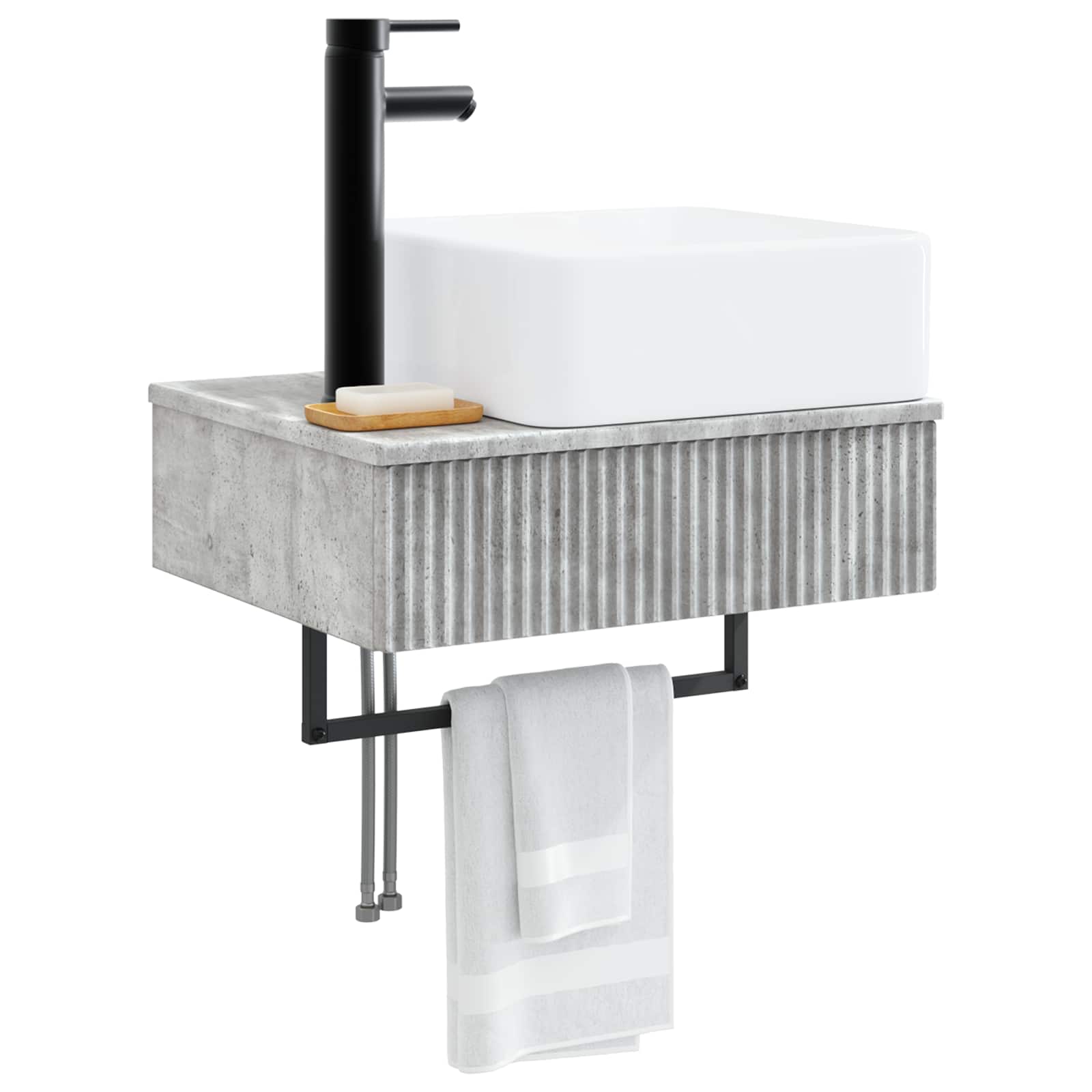 Zidni sudoper Betonska siva 53 x 35 x 39 cm Konstruirano drvo
