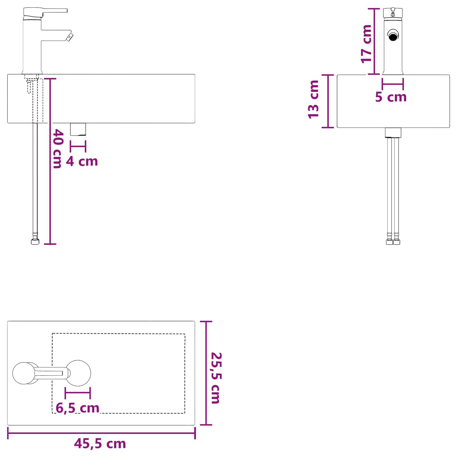 Umivaonik za kupaonicu Krom 45,5 x 25,5 x 13 cm Metal
