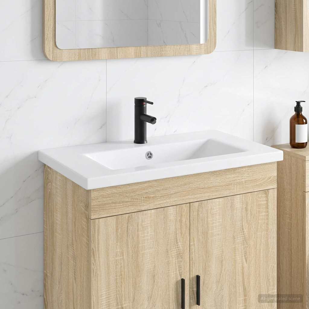 Umivaonik za kupaonicu Mat Crna 81 x 40 x 17,5 cm Metal