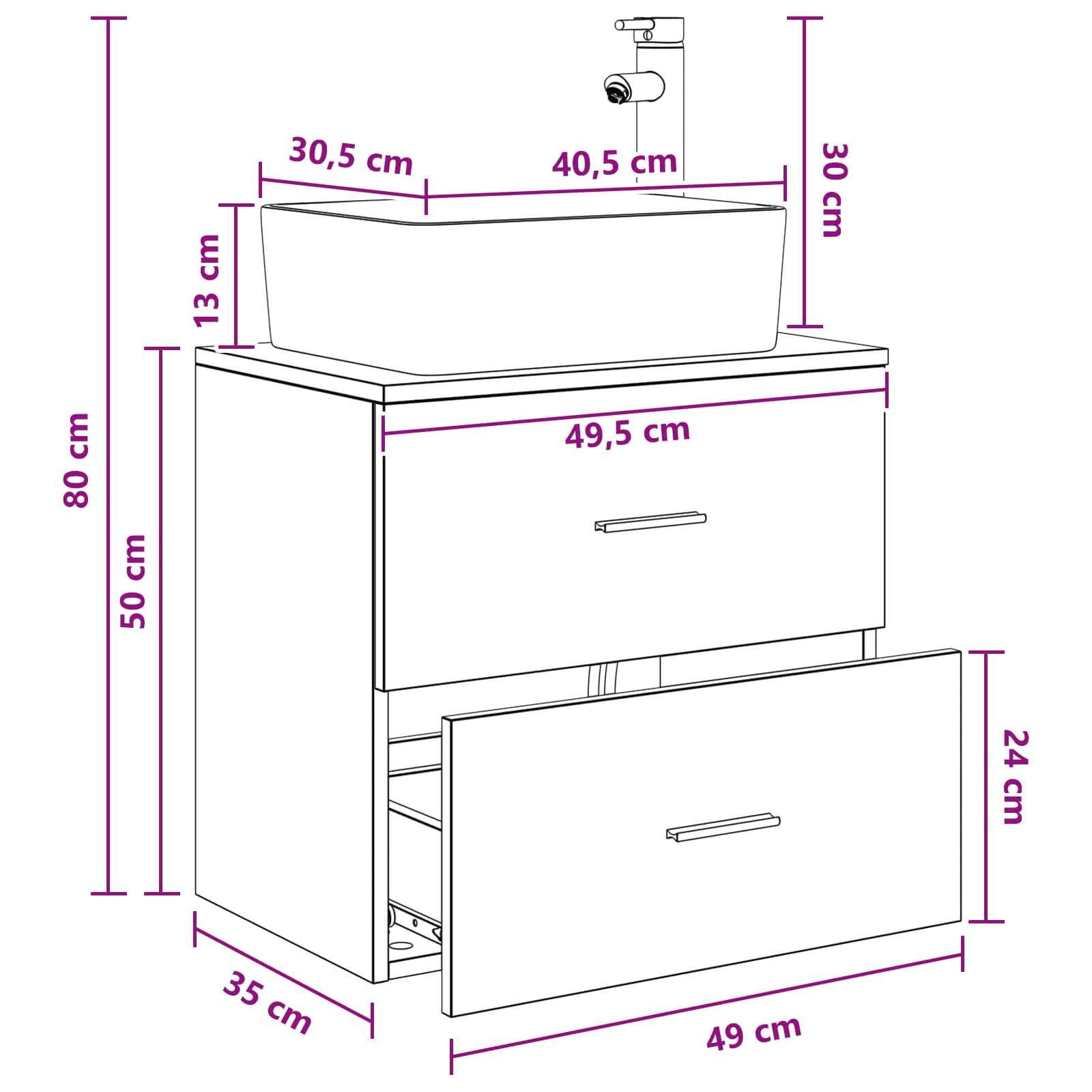 Umivaonik s policom Hrast sonoma 53 x 34,5 x 63 cm