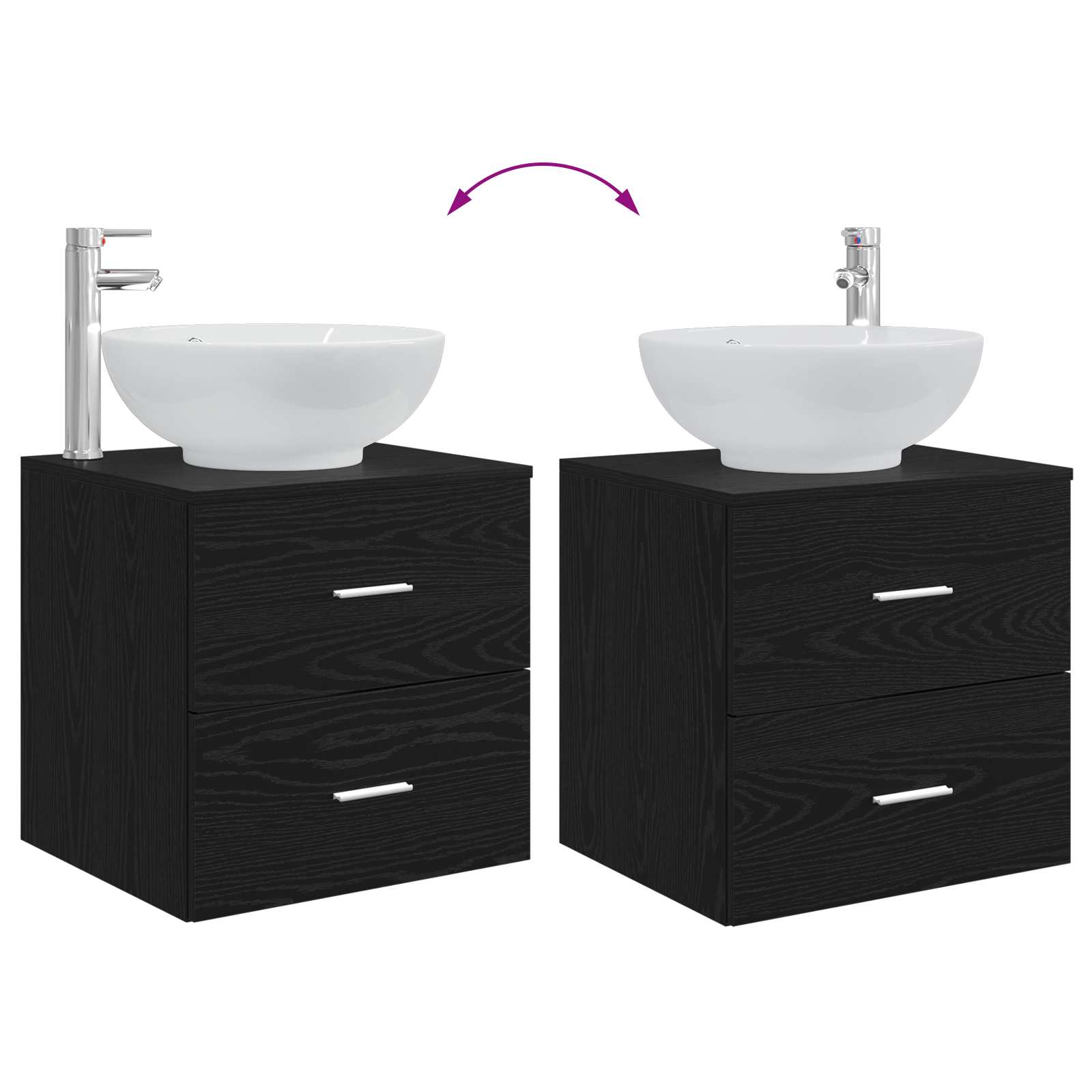 Umivaonik s policom Crni hrast 49,5 x 44,5 x 66,5 cm