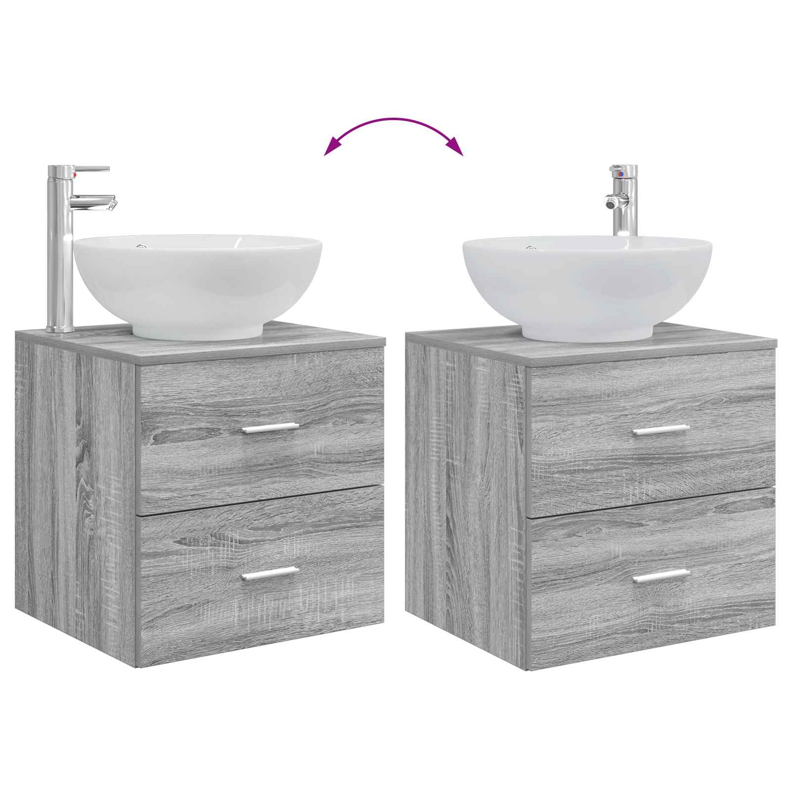 Umivaonik s policom Siva Sonoma 49,5 x 44,5 x 66,5 cm