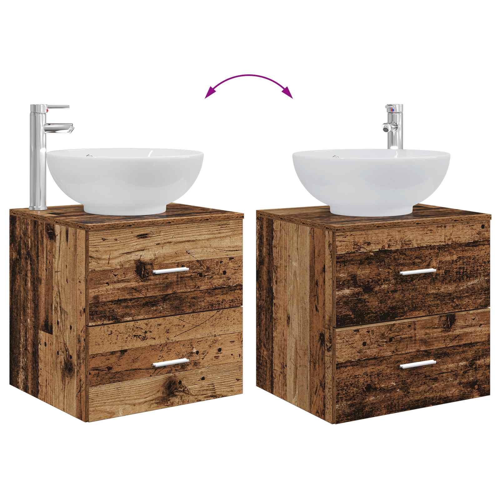 Umivaonik s policom Staro drvo 49,5 x 44,5 x 66,5 cm