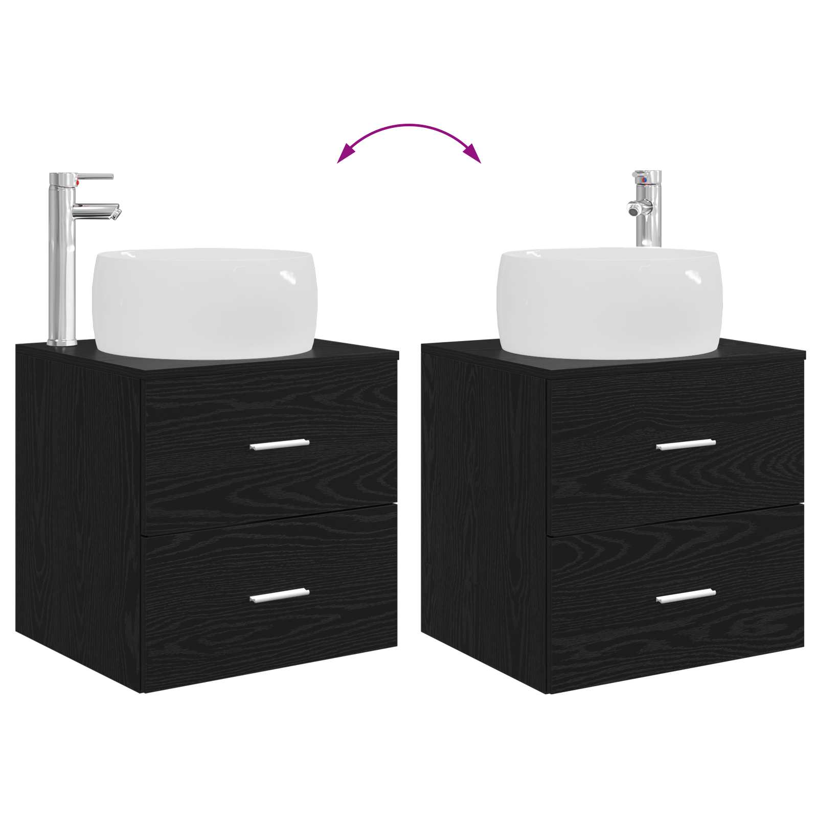 Umivaonik s policom Crni hrast 49,5 x 44,5 x 66 cm