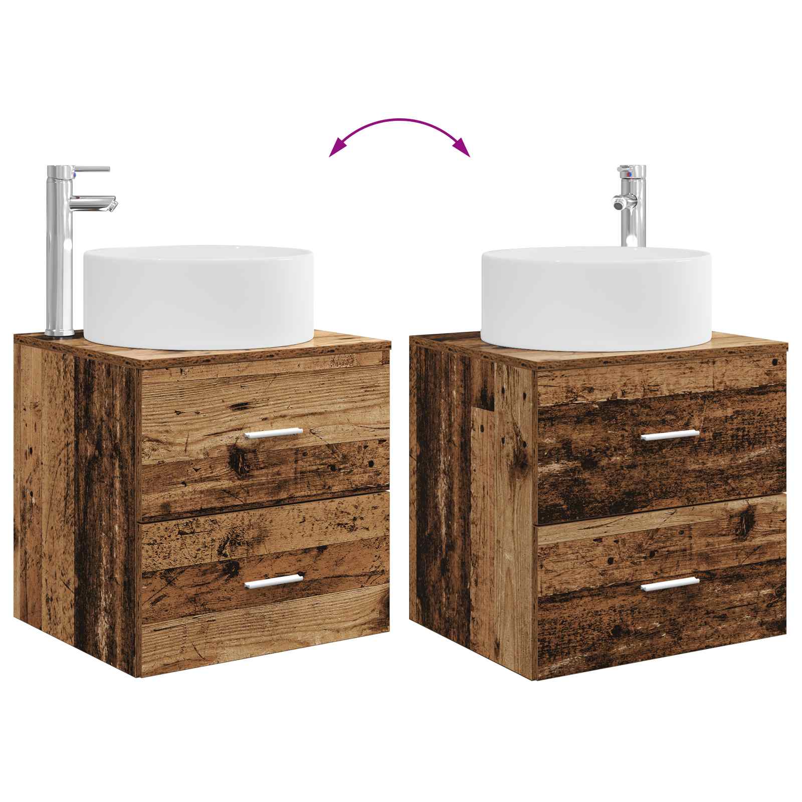 Umivaonik s policom Staro drvo 49,5 x 44,5 x 65,5 cm