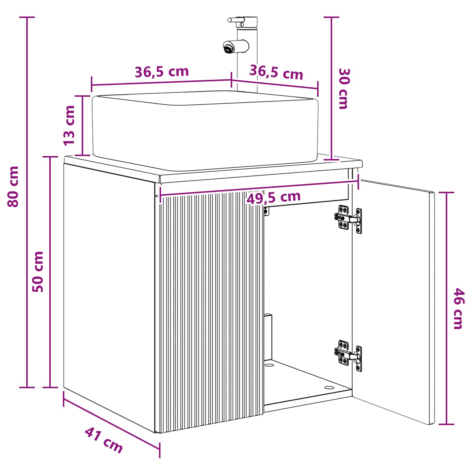 Umivaonik s policom Staro drvo 49,5 x 41 x 63 cm