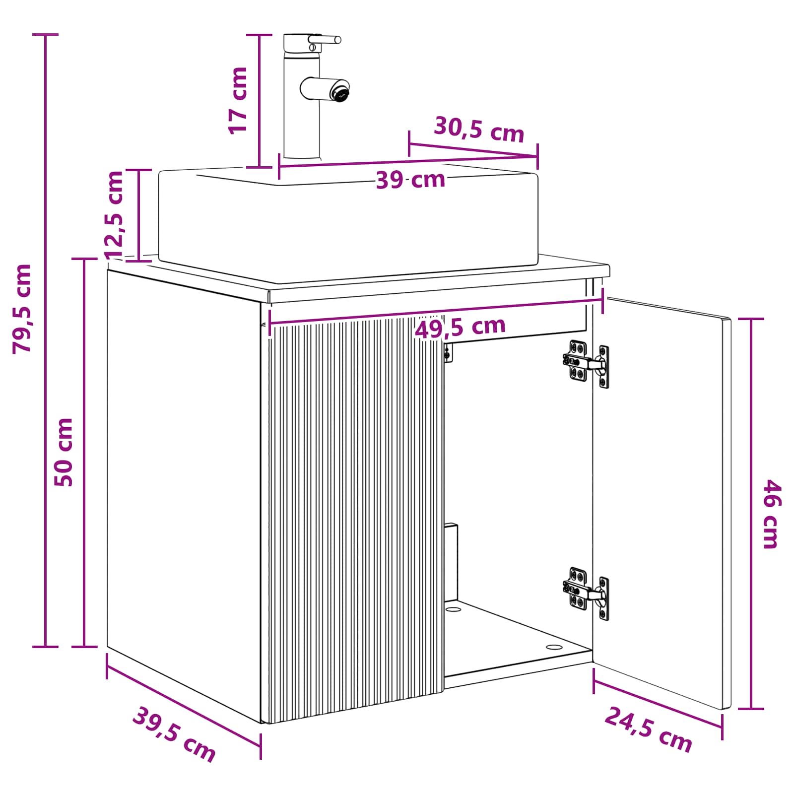 Umivaonik s policom Siva Sonoma 49,5 x 41 x 62,5 cm