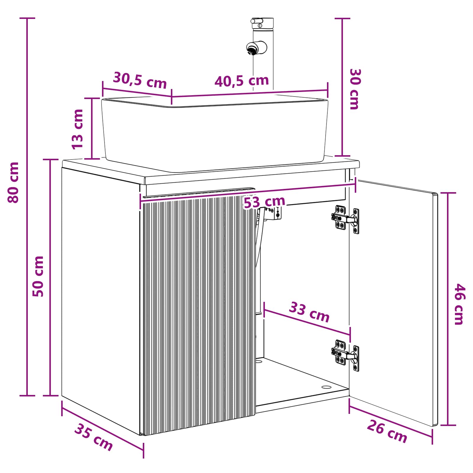 Umivaonik s policom Staro drvo 53 x 35 x 63 cm