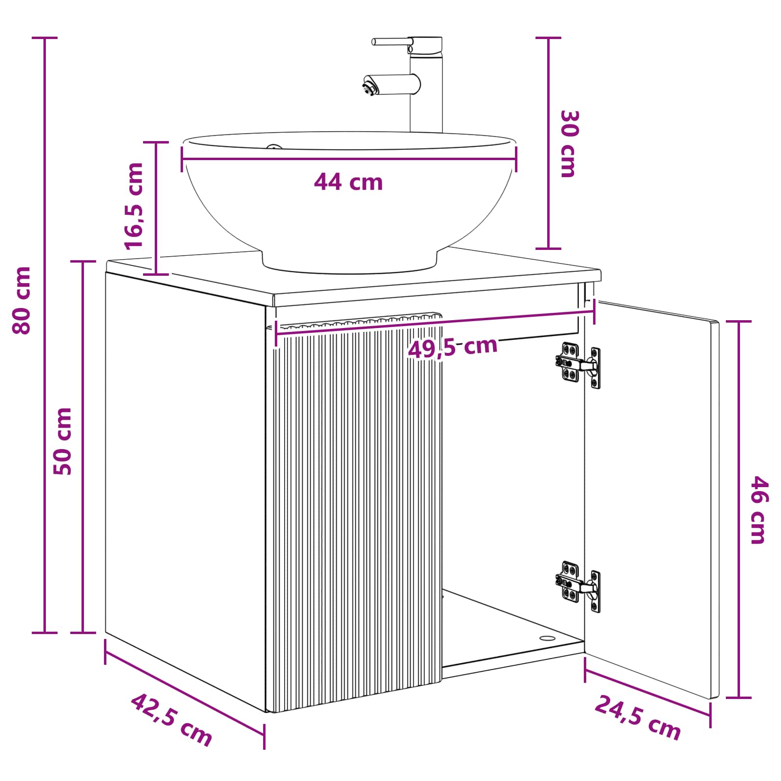 Umivaonik s policom Bijela visokog sjaja 49,5 x 44,5 x 65 cm
