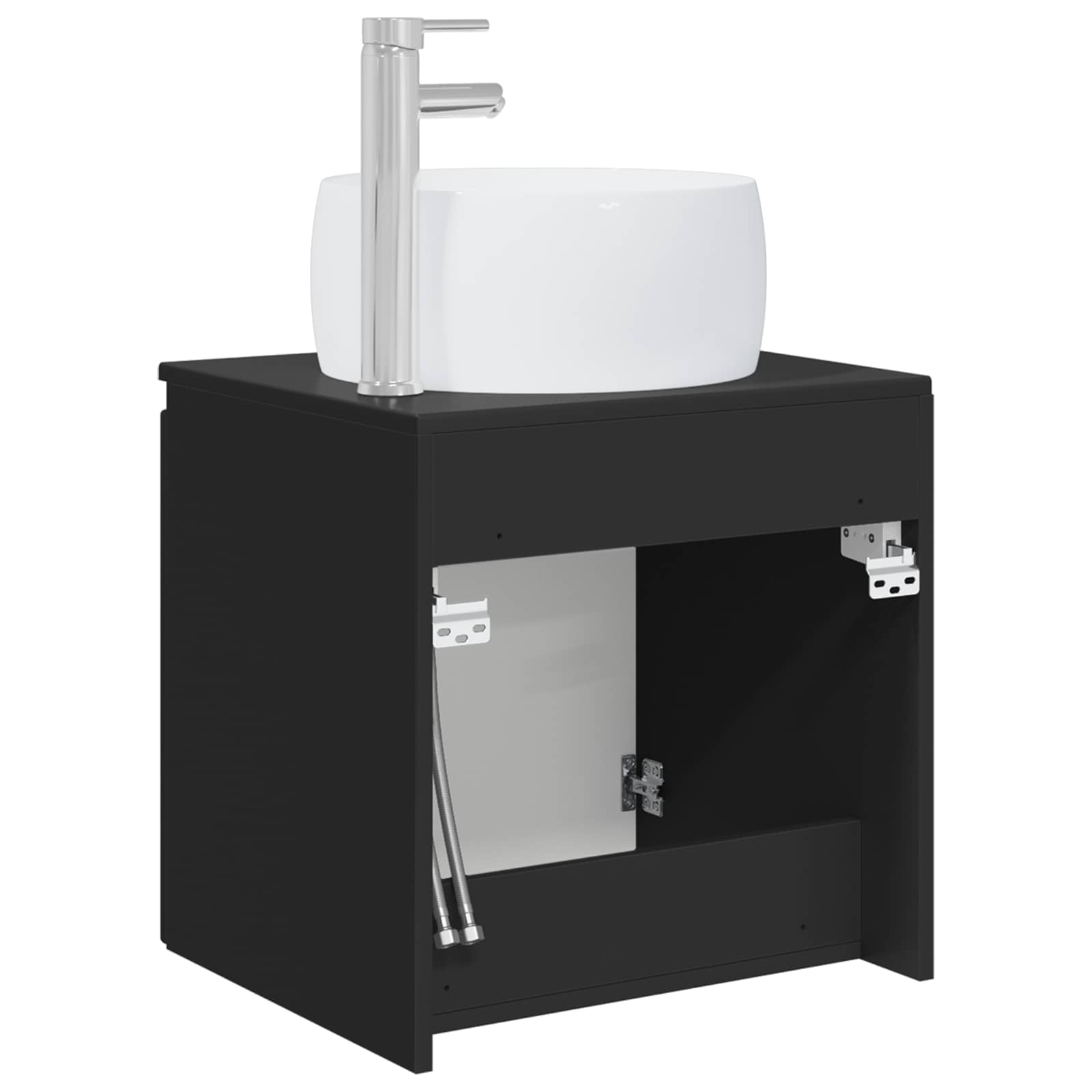 Umivaonik s policom Crna 49,5 x 44,5 x 66 cm Konstruirano drvo