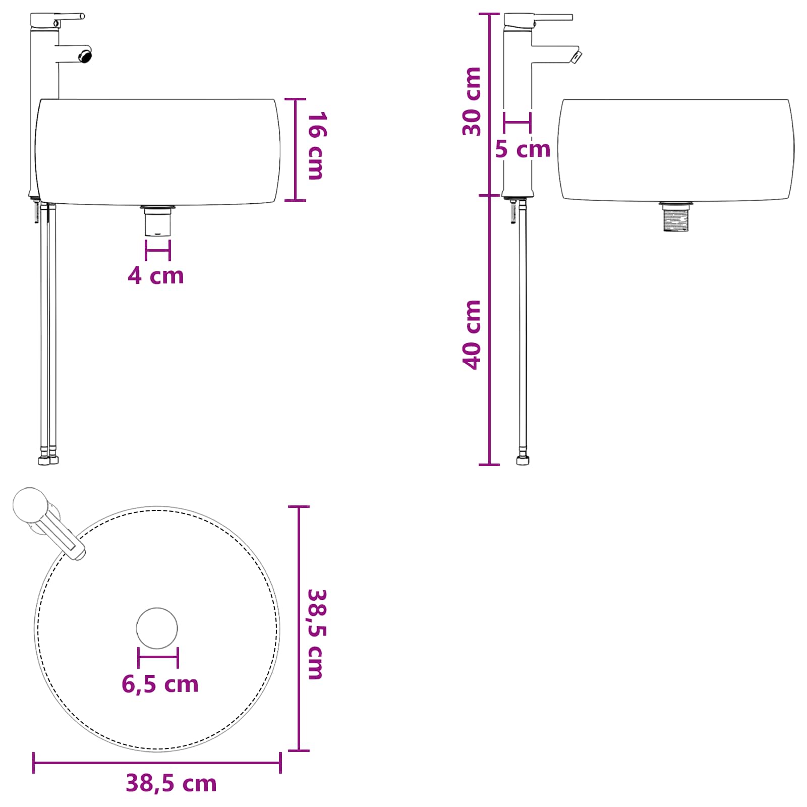 Umivaonik s policom Dimljeni hrast 49,5 x 44,5 x 66 cm