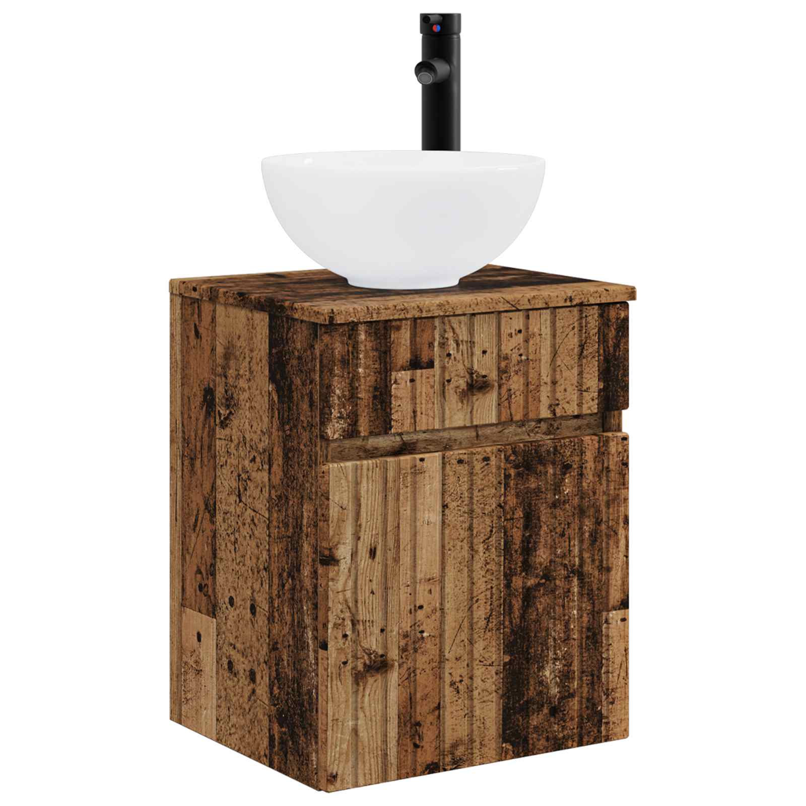 Umivaonik s policom za zid Staro drvo 39 x 35 x 63 cm
