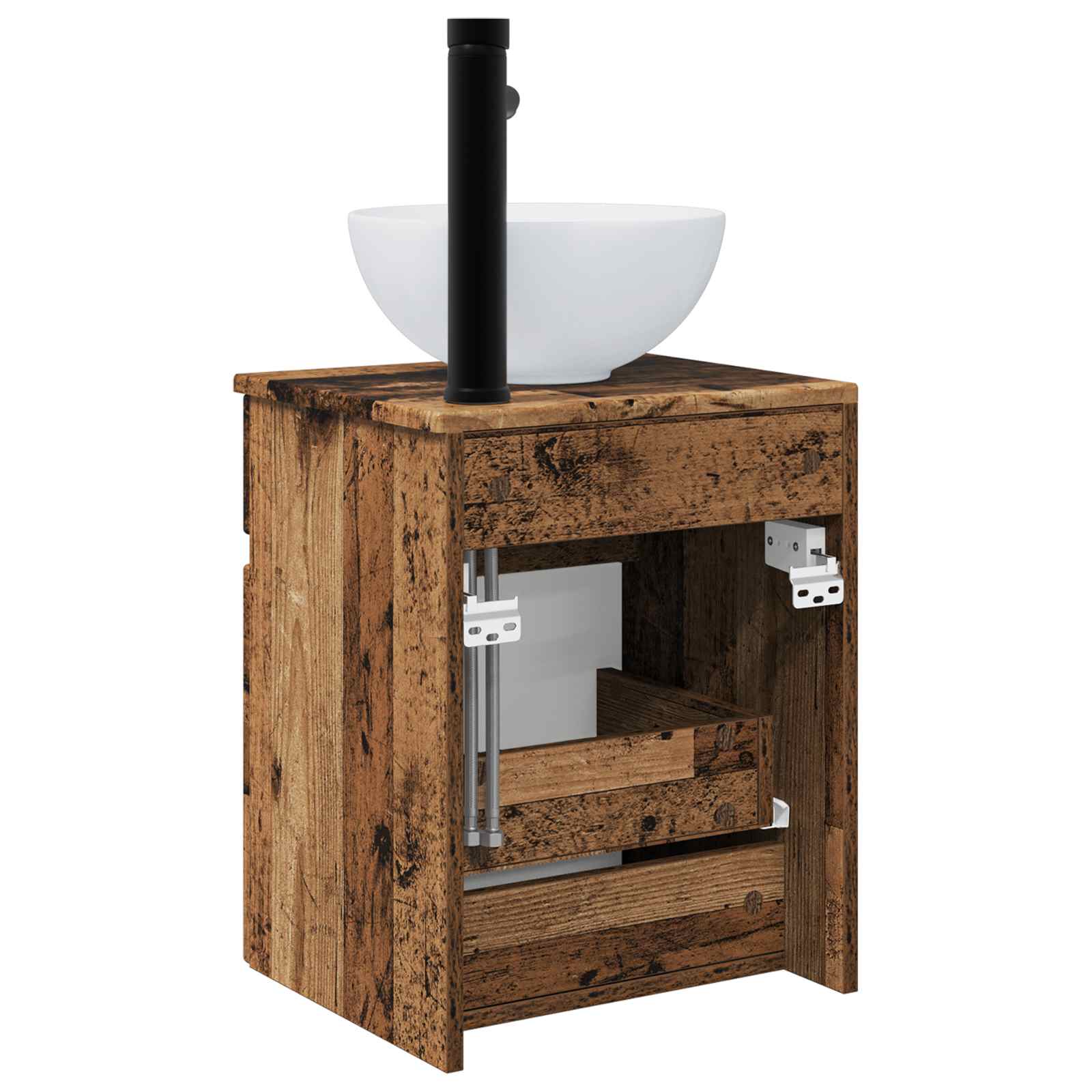 Umivaonik s policom za zid Staro drvo 39 x 35 x 63 cm